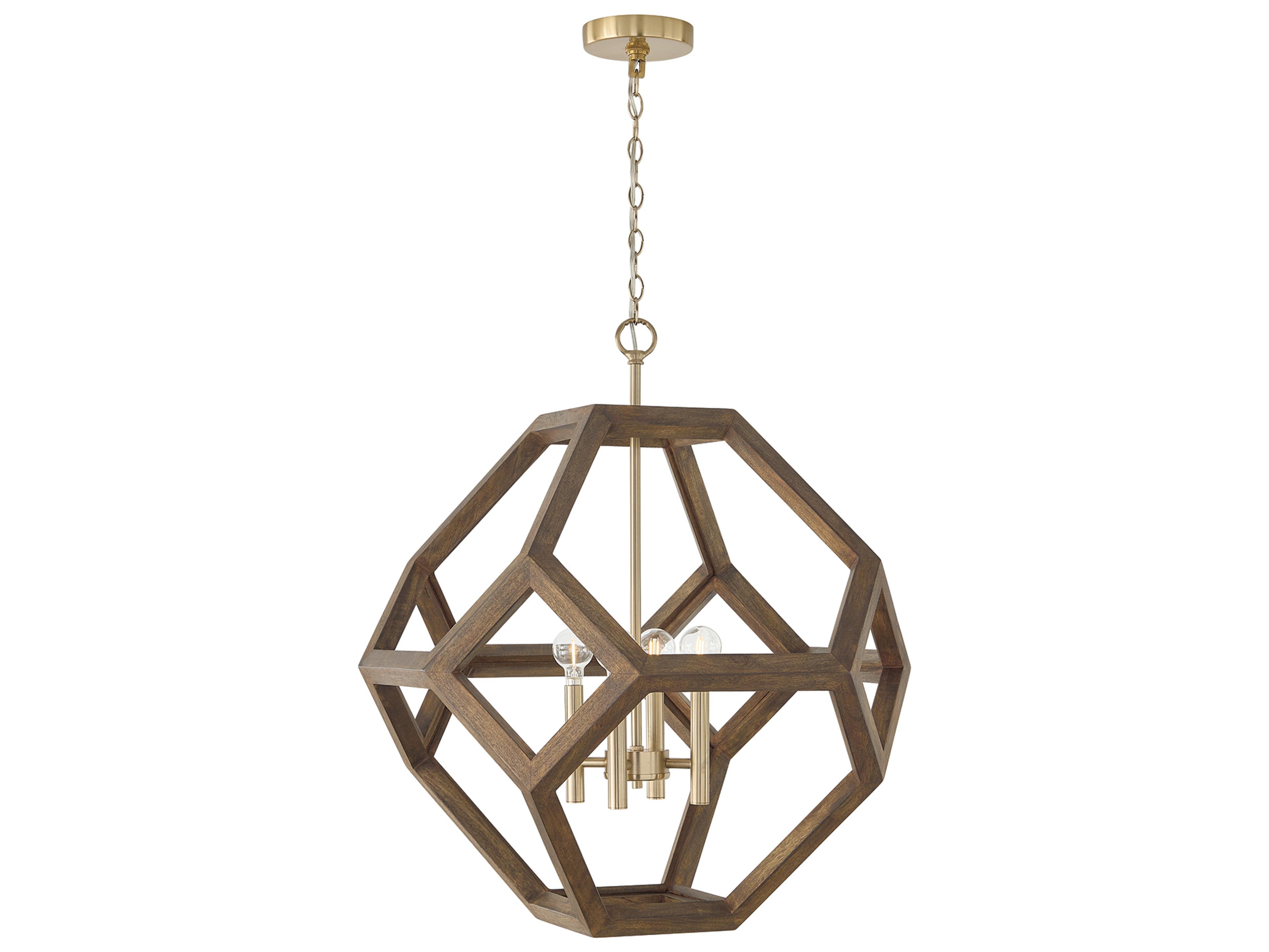 Capital Lighting Geo 4-light Nordic Wood And Matte Brass Geometric Pendant