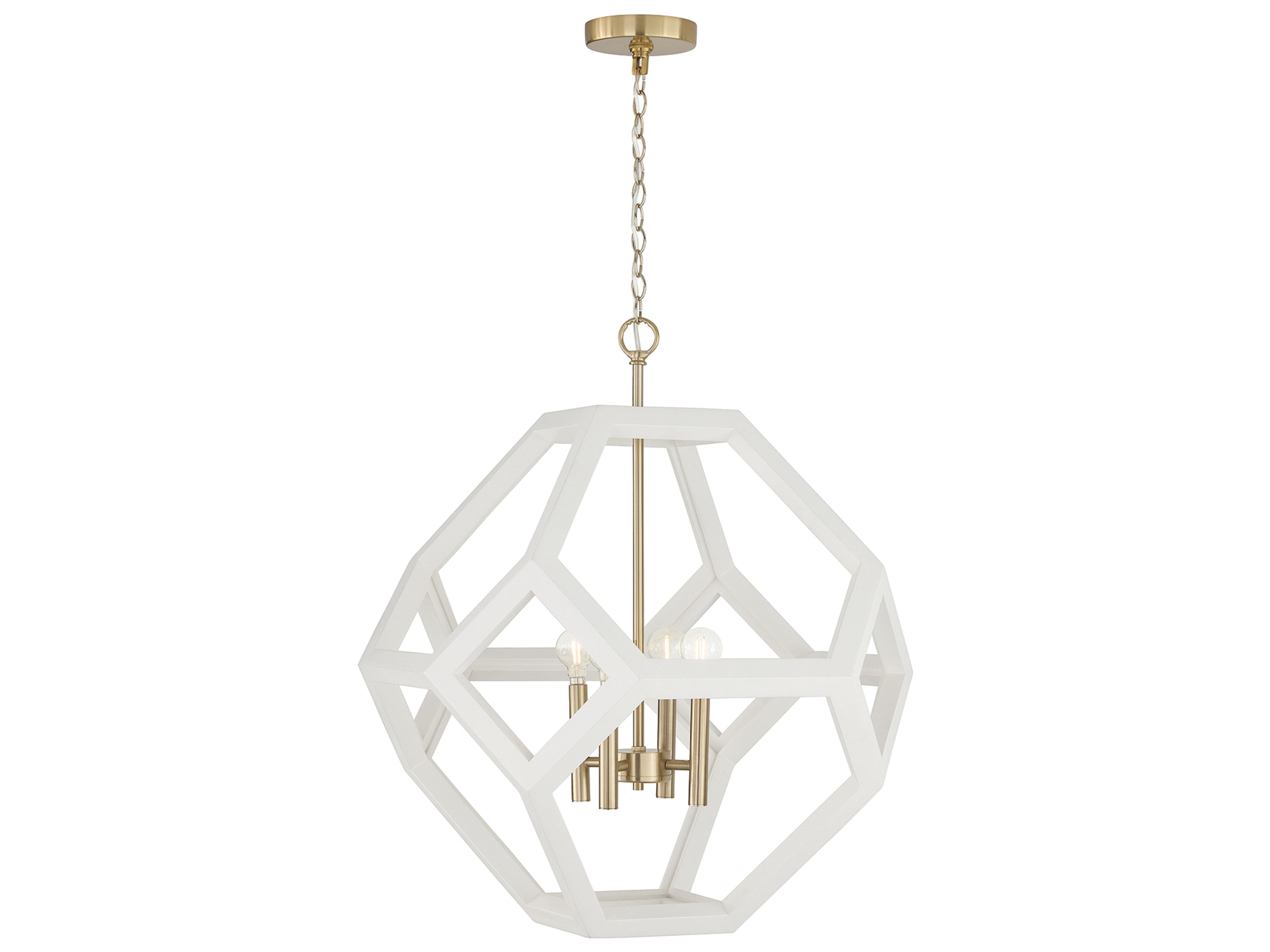 Capital Lighting Geo 4-light Flat White And Matte Brass Geometric Pendant
