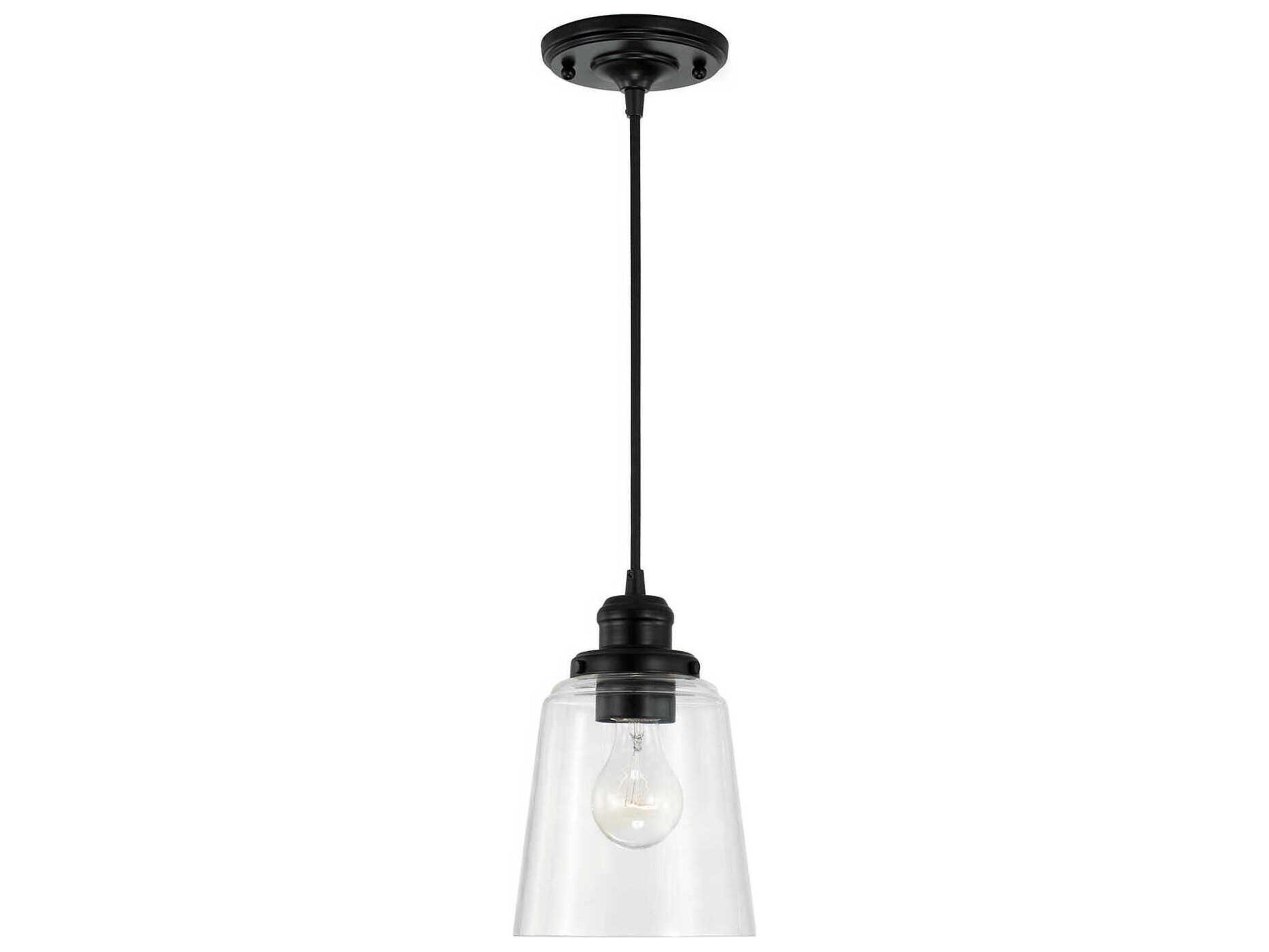 Capital Lighting Fallon 1-Light Matte Black Glass Bell Mini Pendant