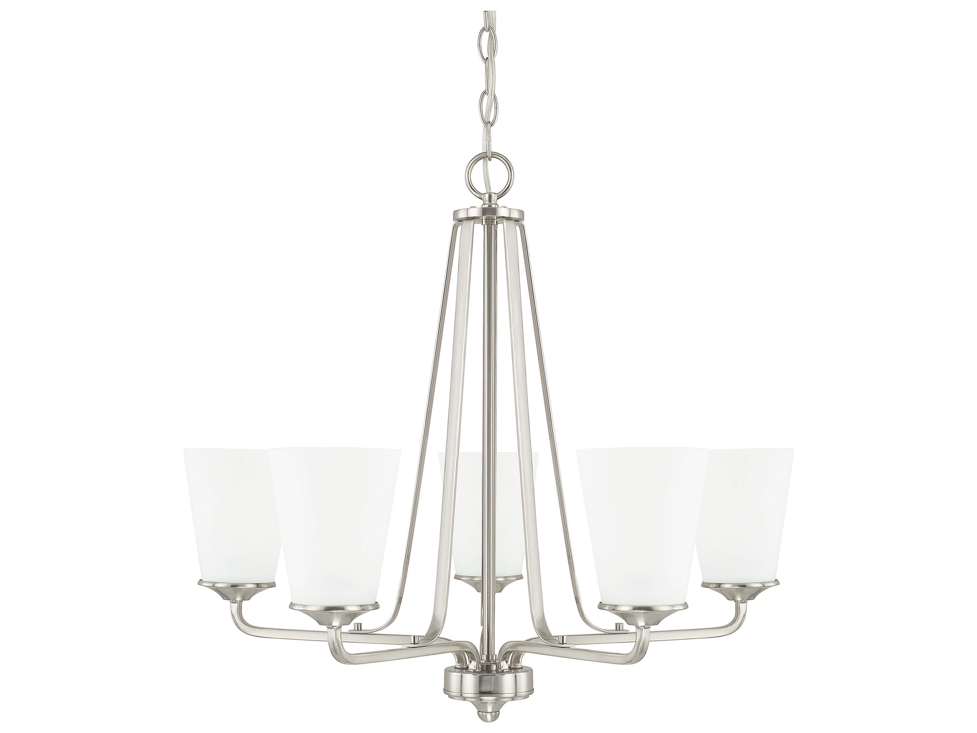 Capital Lighting Braylon 5-Light Brushed Nickel Glass Bell Chandelier