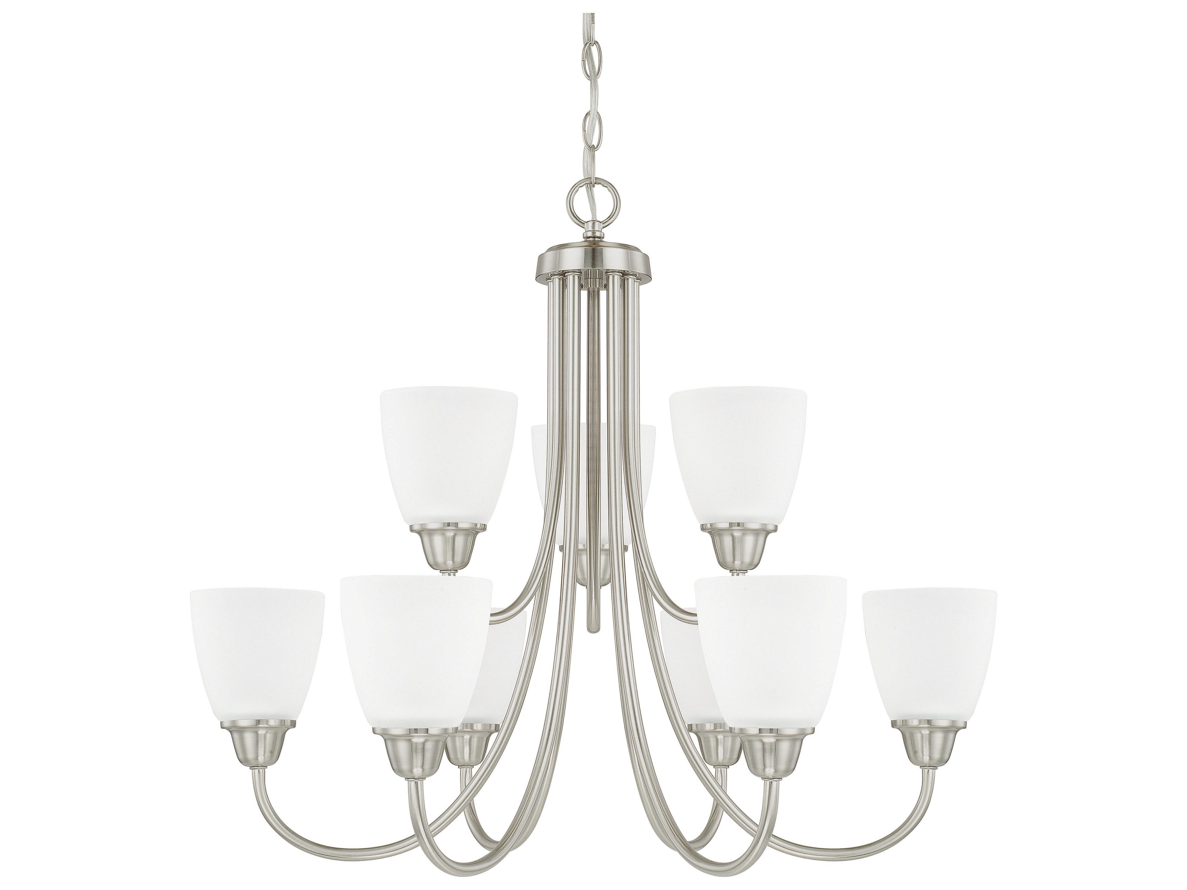 Capital Lighting Trenton 9-Light Brushed Nickel Glass Bell Chandelier
