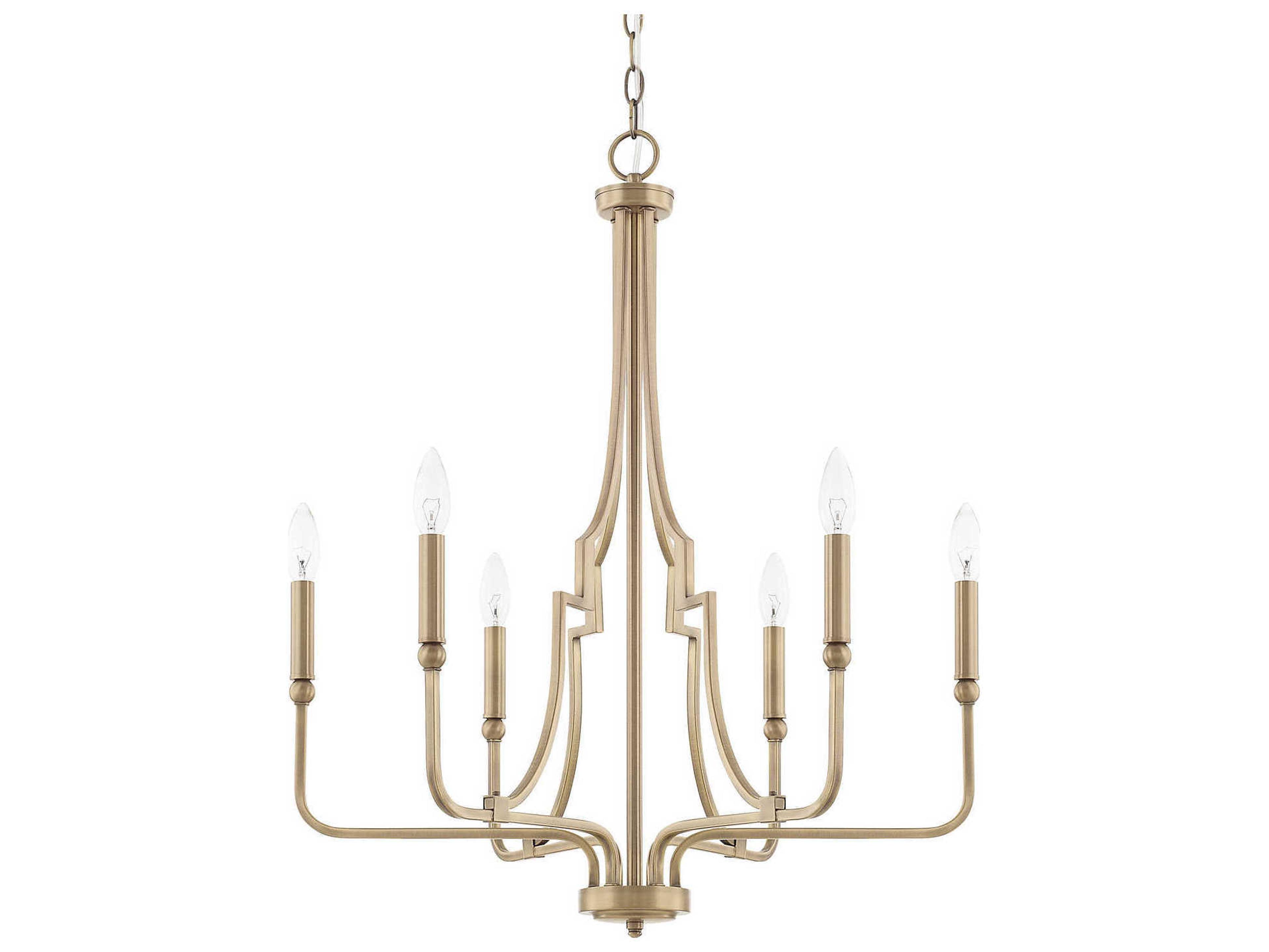Capital Lighting Dawson 6-Light Aged Brass Candelabra Chandelier