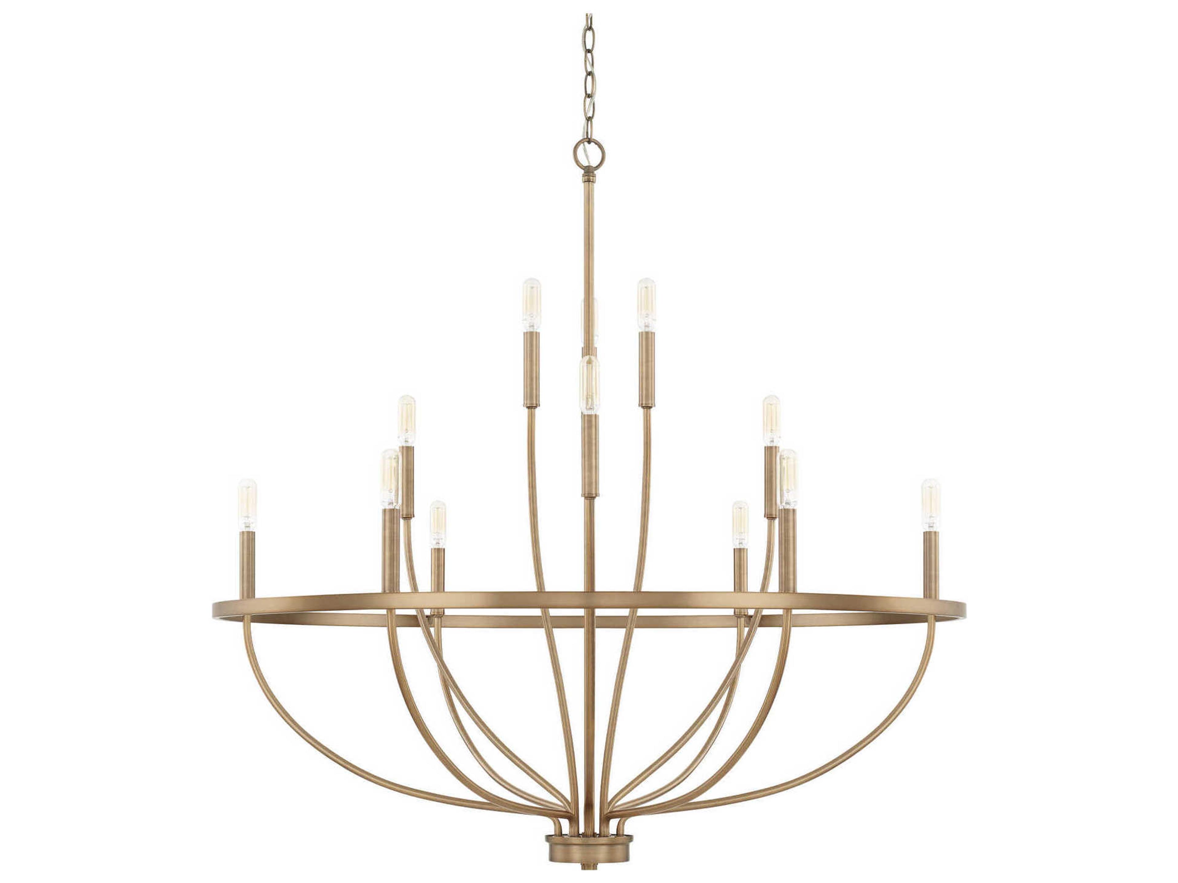 Capital Lighting Greyson 12-Light Aged Brass Candelabra Chandelier