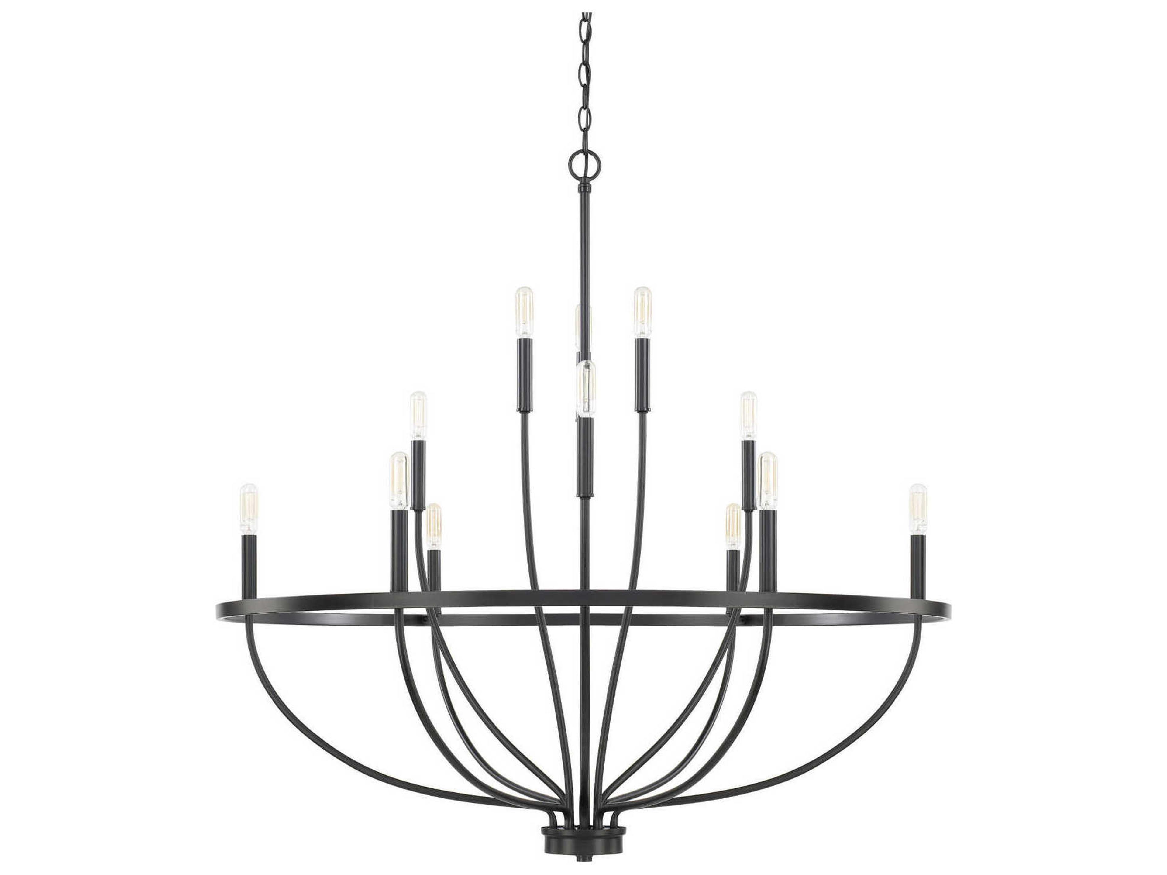 Capital Lighting Greyson 12-Light Matte Black Candelabra Chandelier