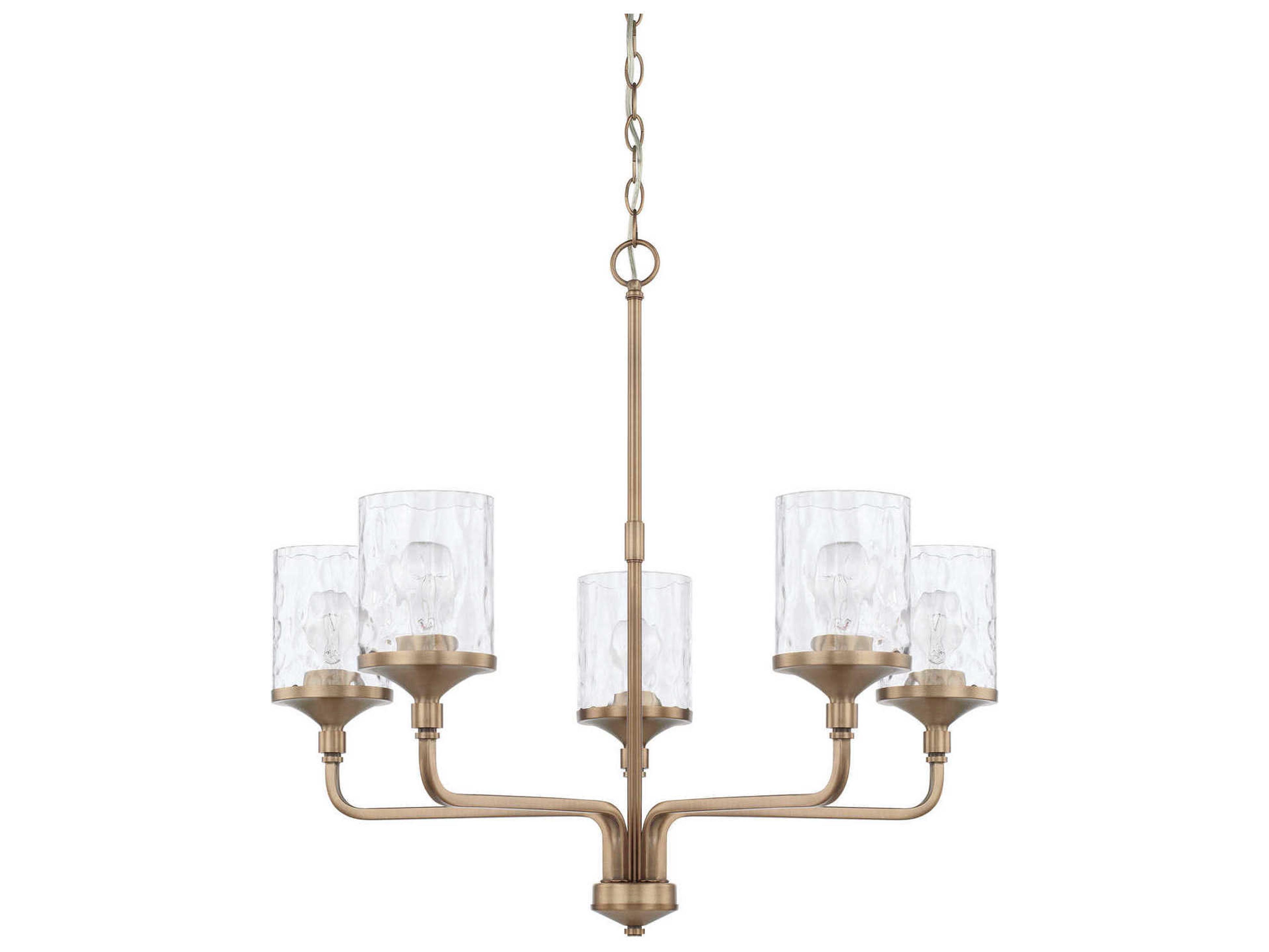 Capital Lighting Colton 5-Light Aged Brass Glass Cylinder Chandelier