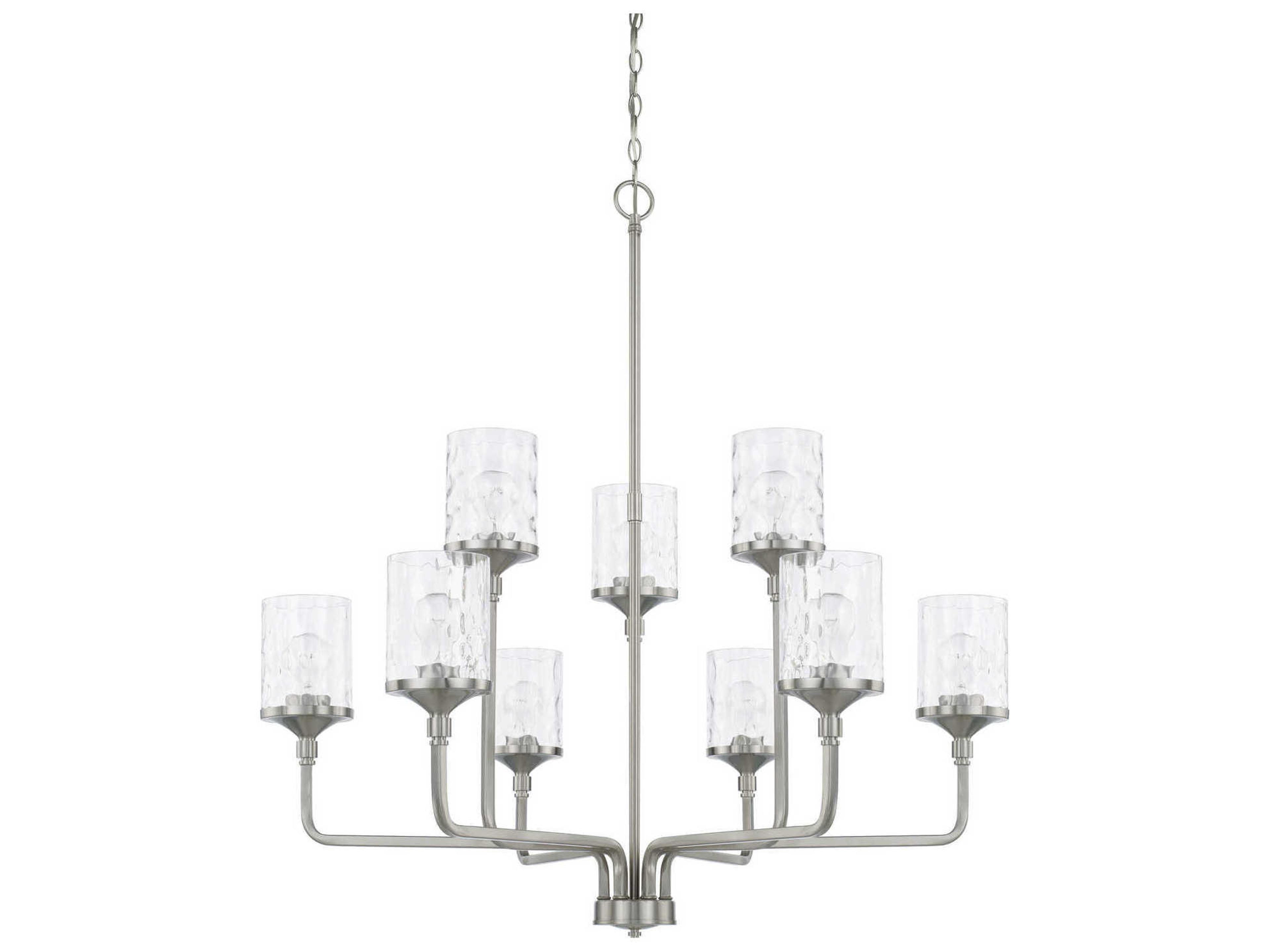 Capital Lighting Colton 9-Light Brushed Nickel Glass Cylinder Chandelier