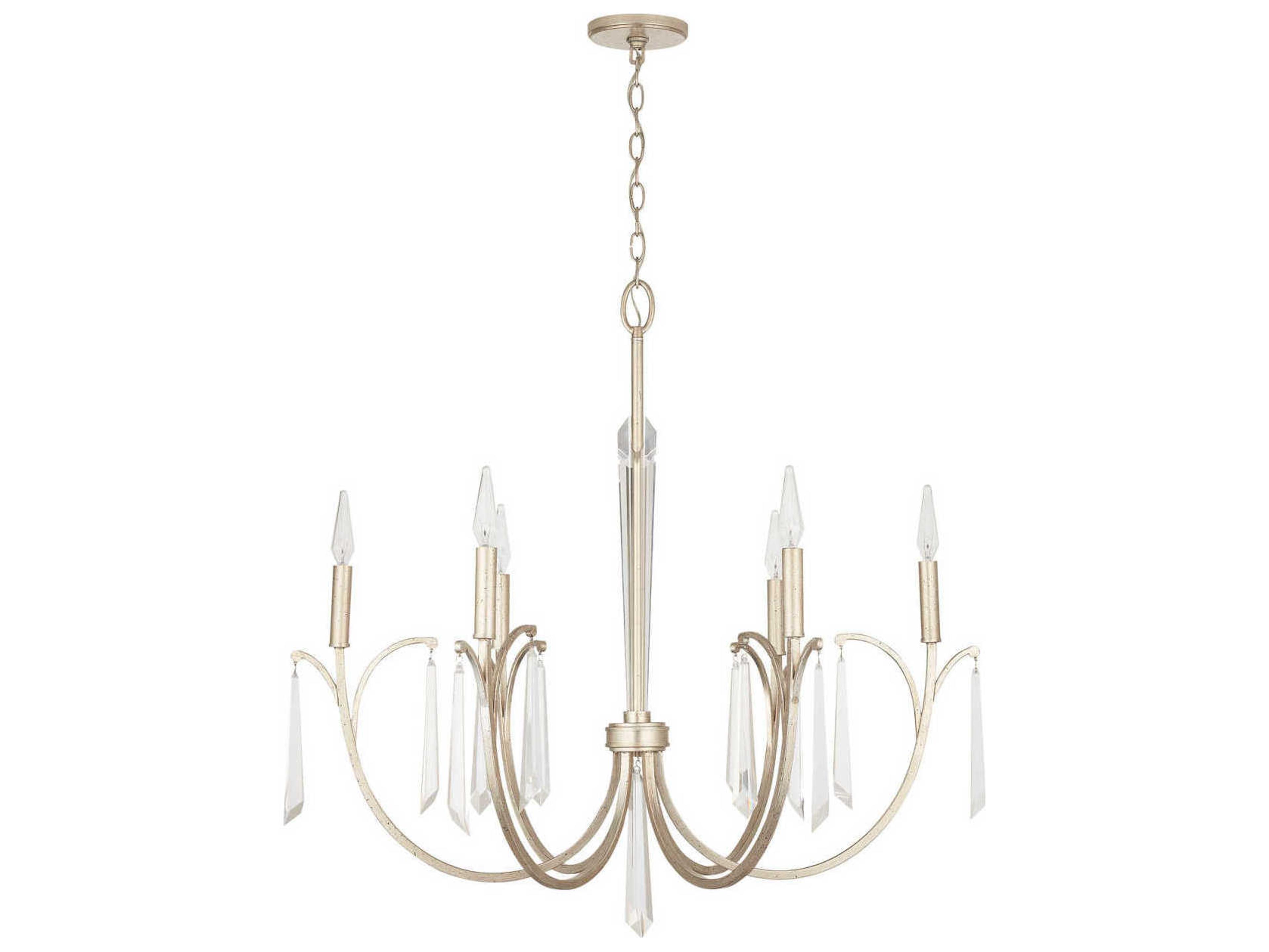 Capital Lighting Gwyneth 6-Light Winter Gold Crystal Candelabra Chandelier