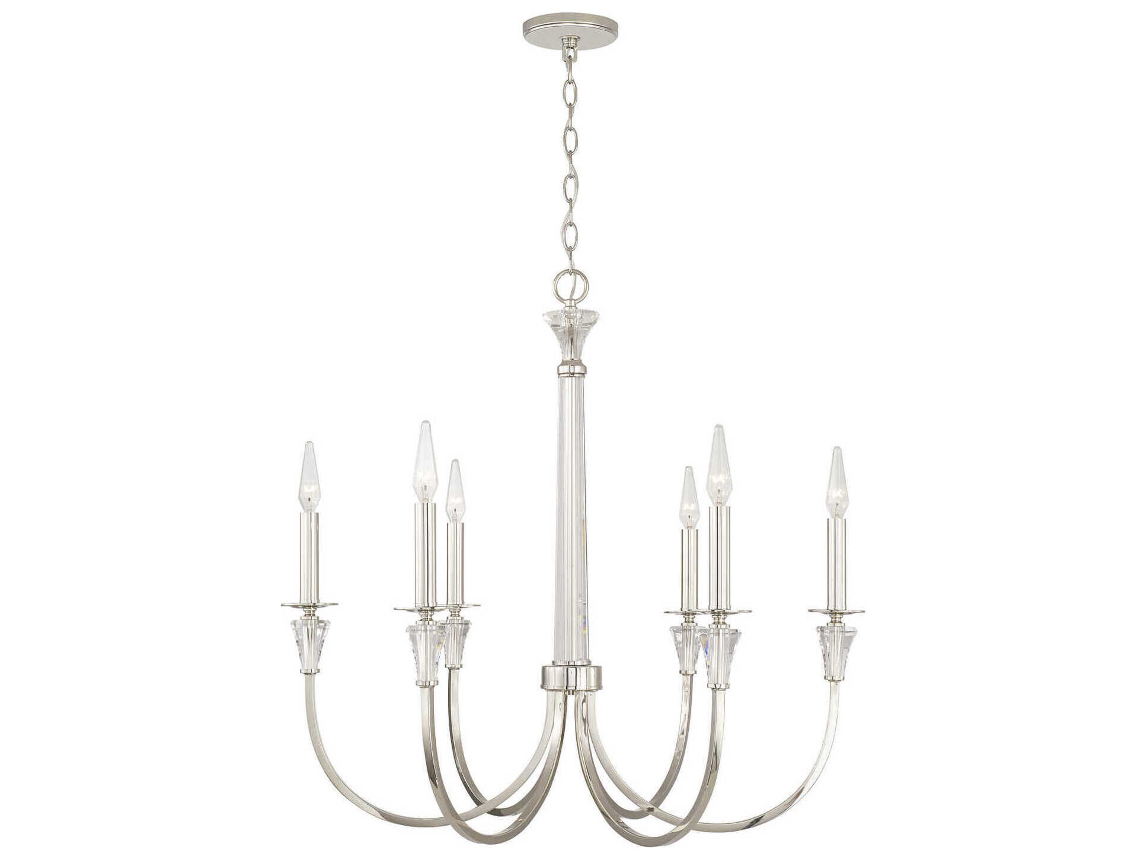 Capital Lighting Laurent 6-Light Polished Nickel Crystal Candelabra Chandelier