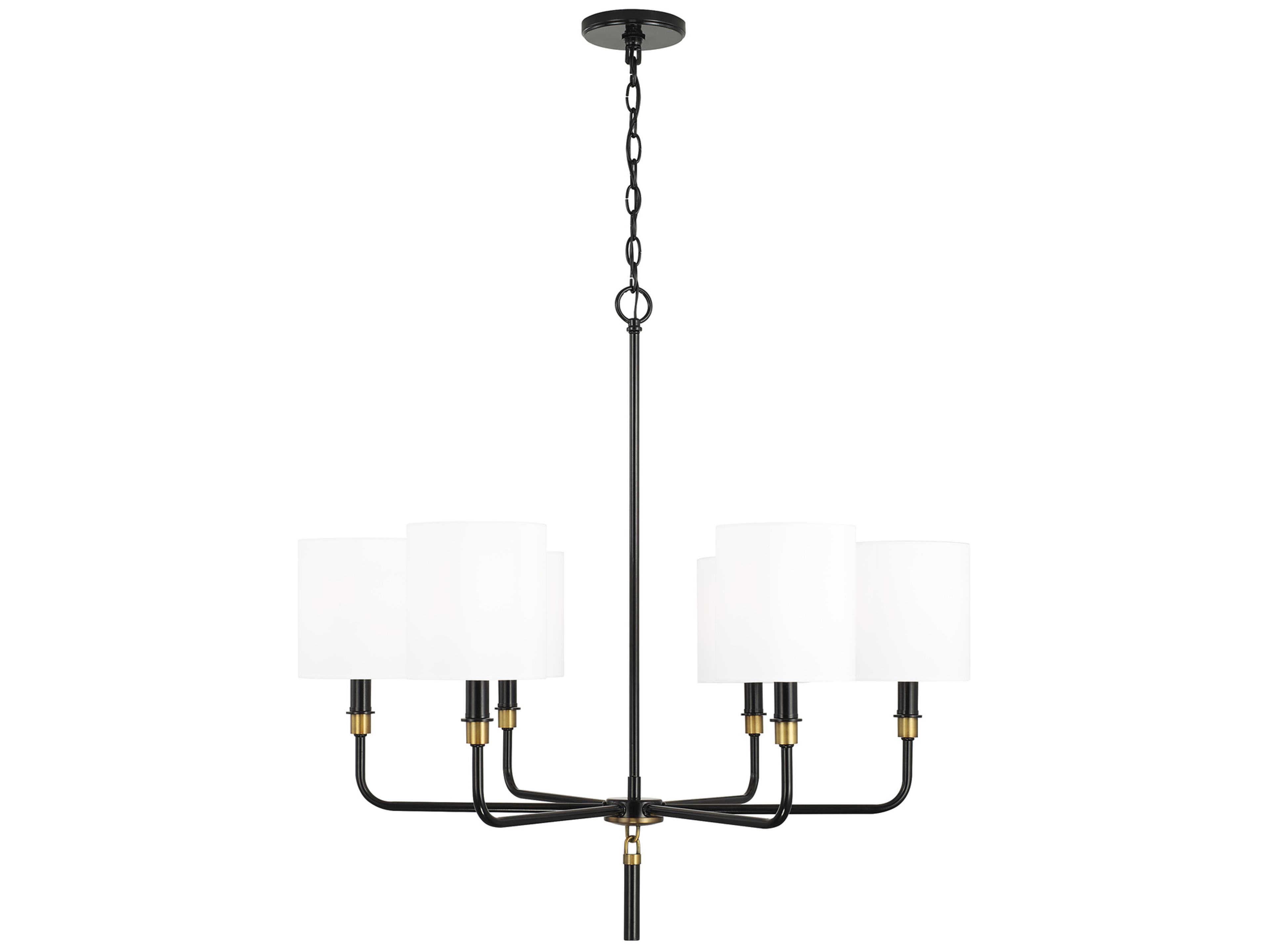 Capital Lighting Beckham 6-Light Glossy Black Aged Brass Candelabra Cylinder Chandelier