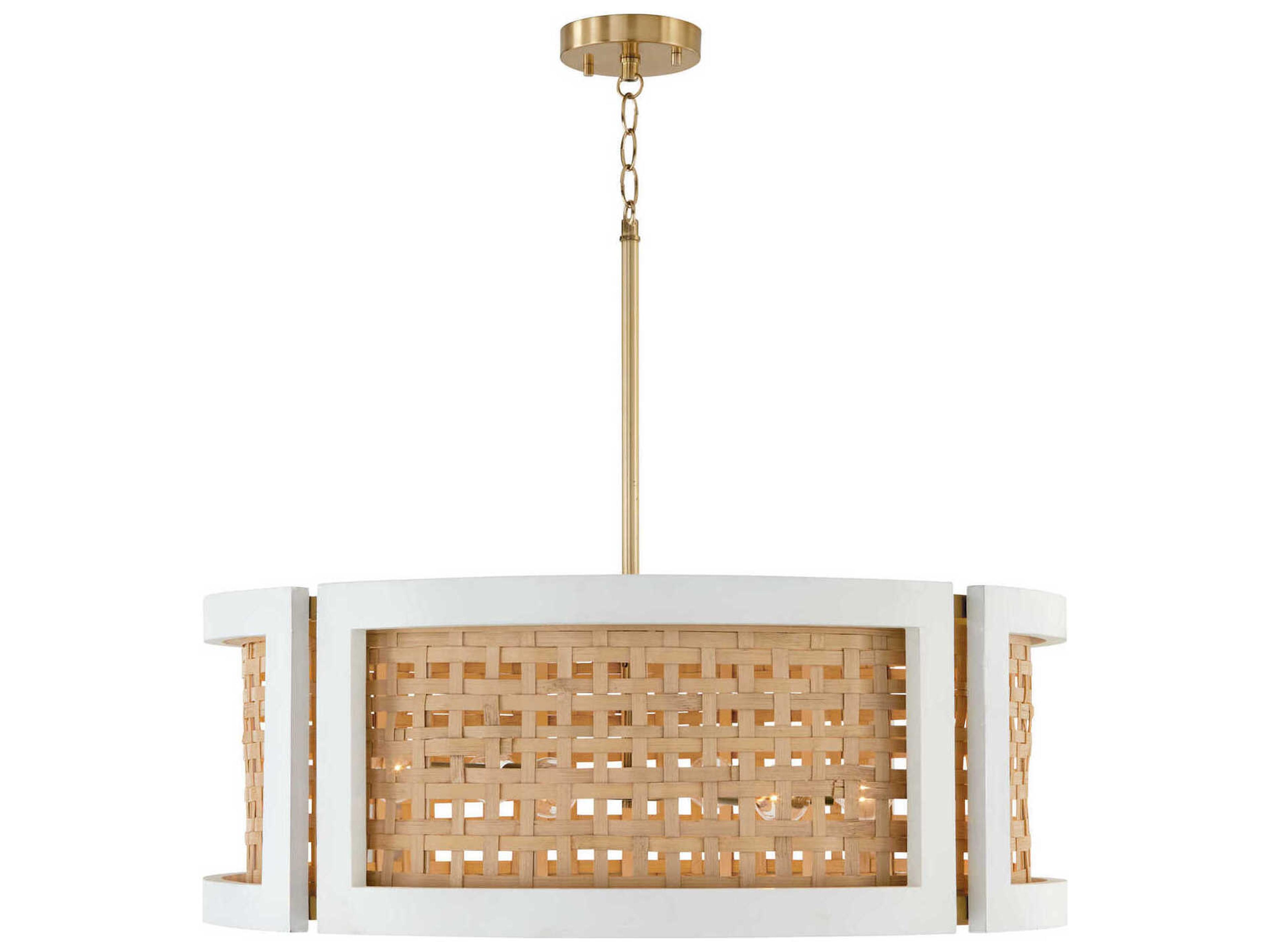 Capital Lighting Lola 6-Light Flat White And Matte Brass Drum Chandelier