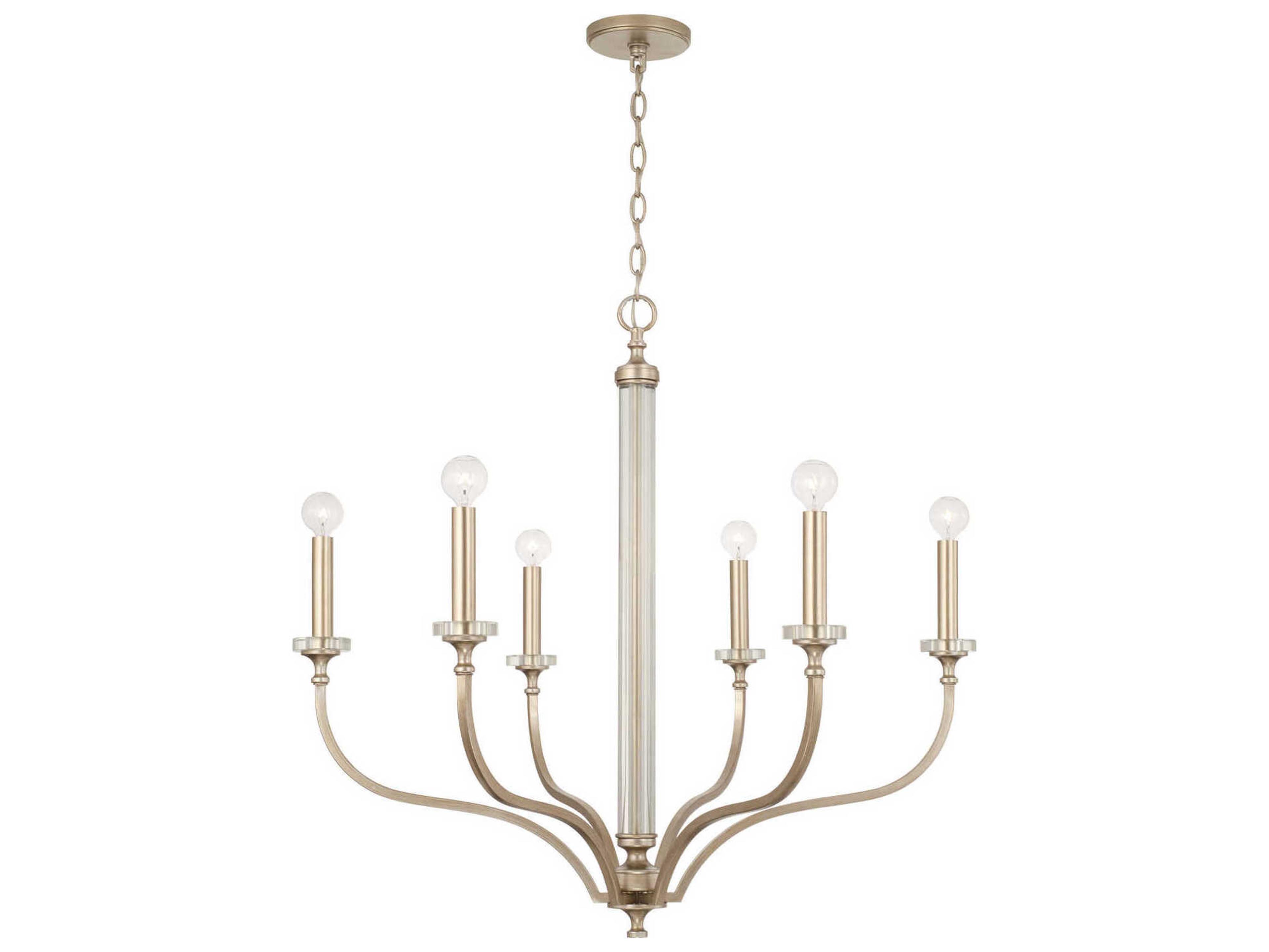 Capital Lighting Breigh 6-Light Brushed Champagne Brass Candelabra Chandelier