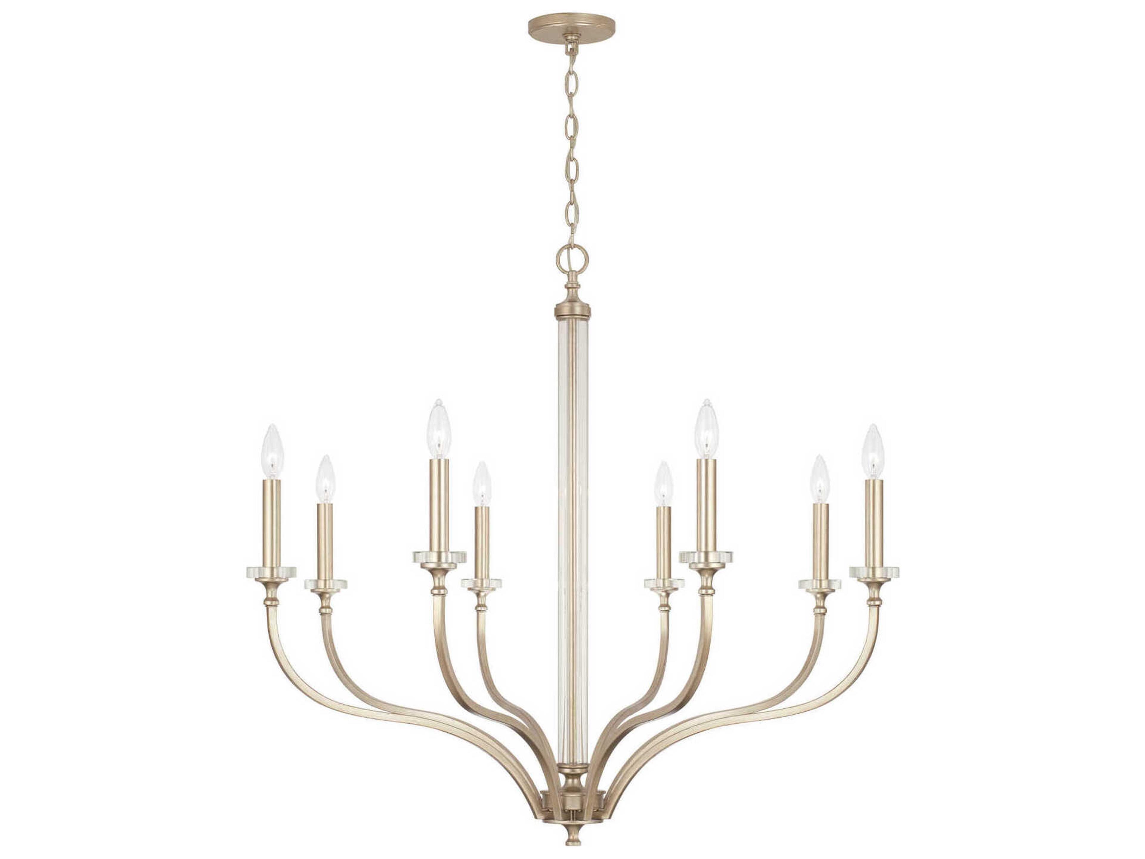Capital Lighting Breigh 8-Light Brushed Champagne Brass Candelabra Chandelier