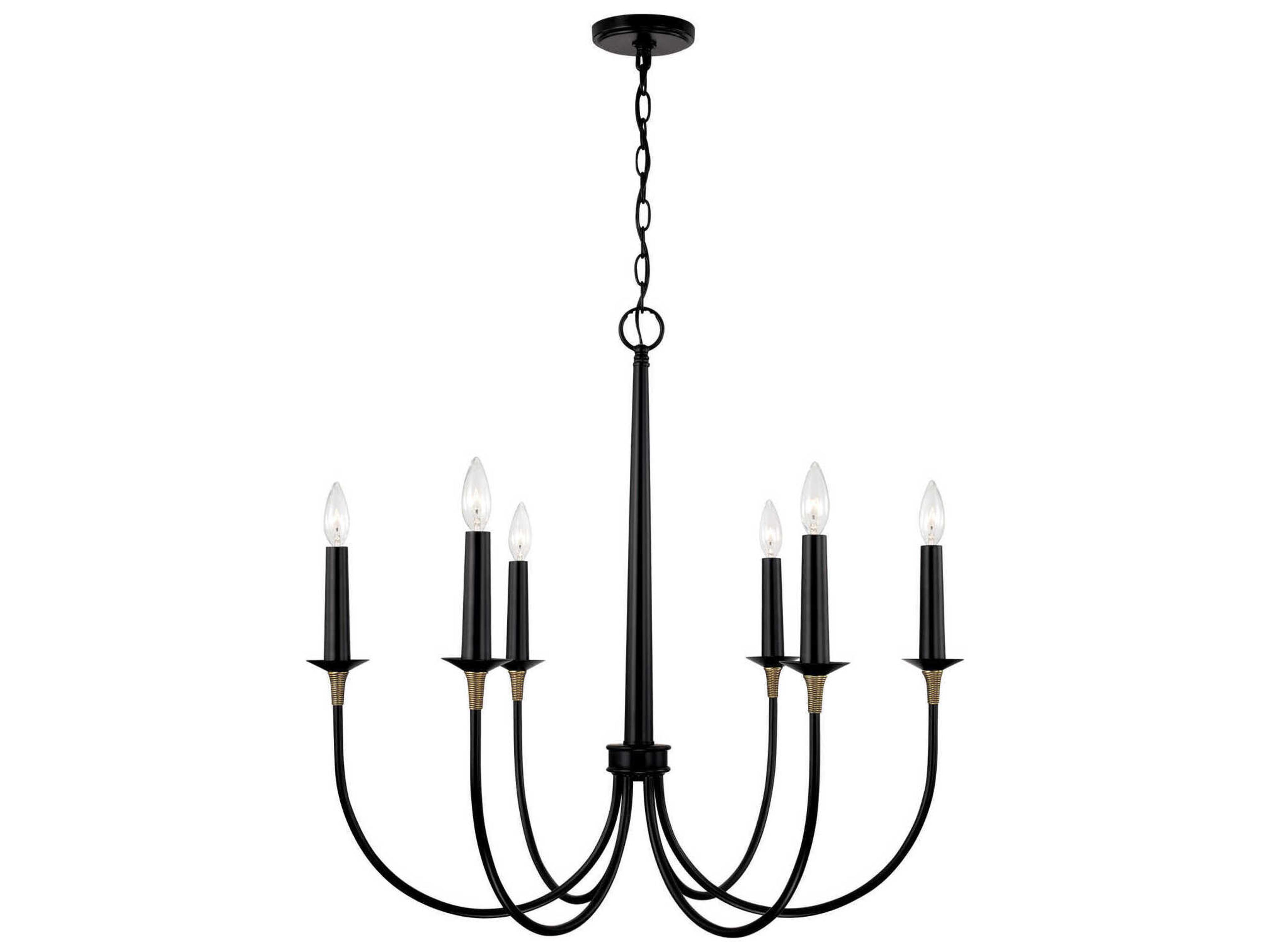 Capital Lighting Amara 6-Light Matte Black With Brass Candelabra Chandelier