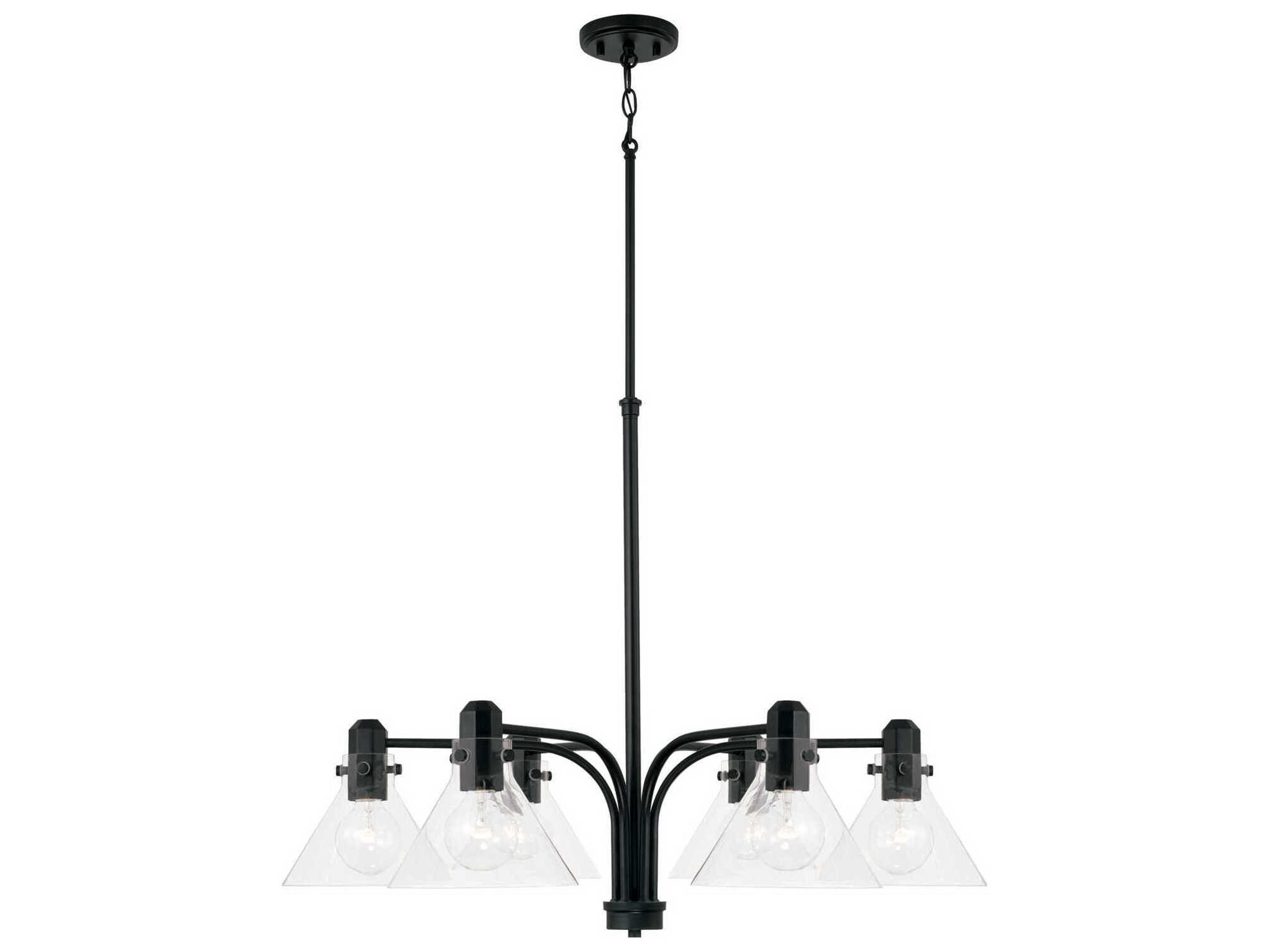 Capital Lighting Greer 6-Light Matte Black Glass Chandelier