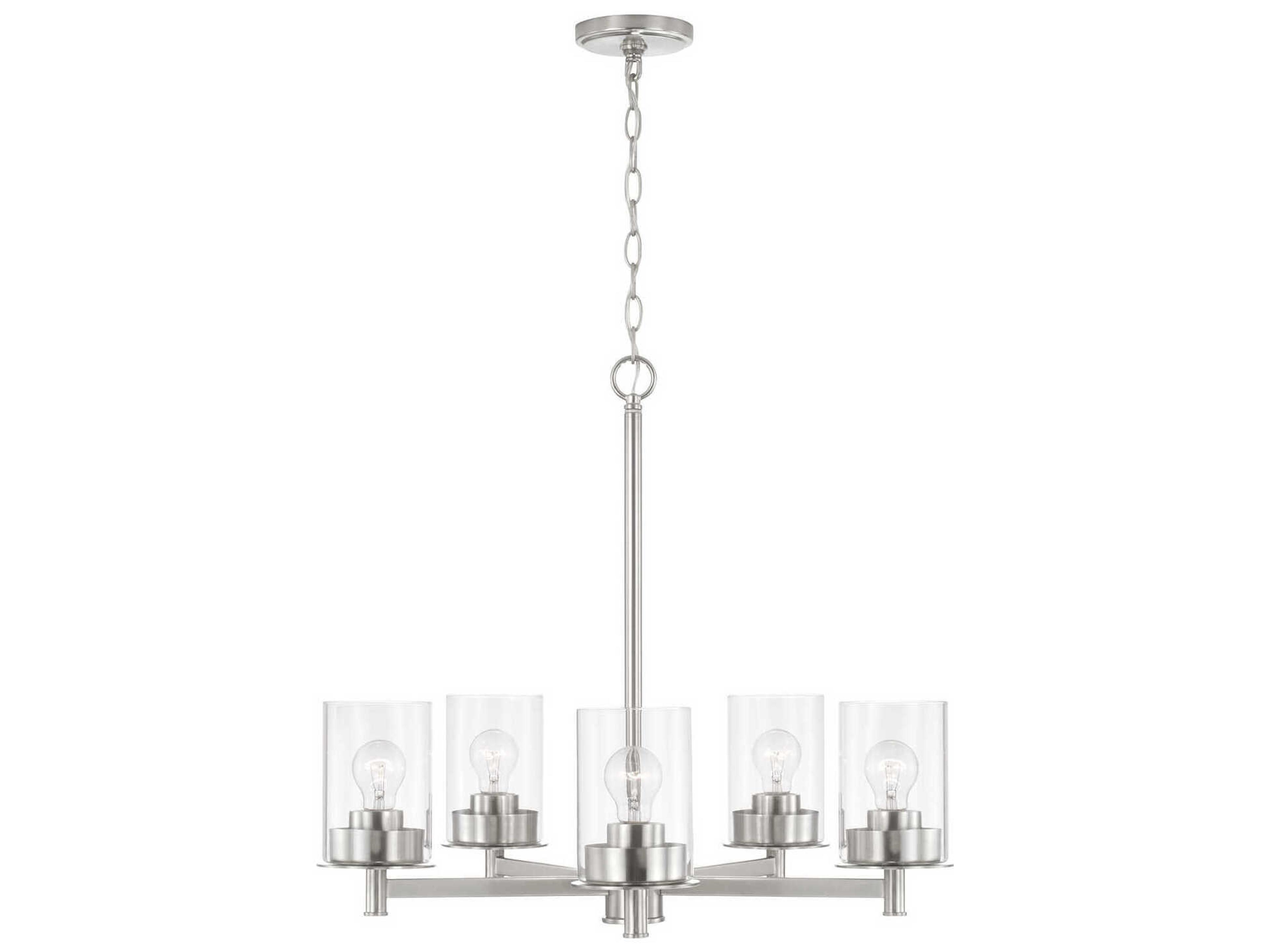 Capital Lighting Mason 5-Light Brushed Nickel Glass Linear Chandelier