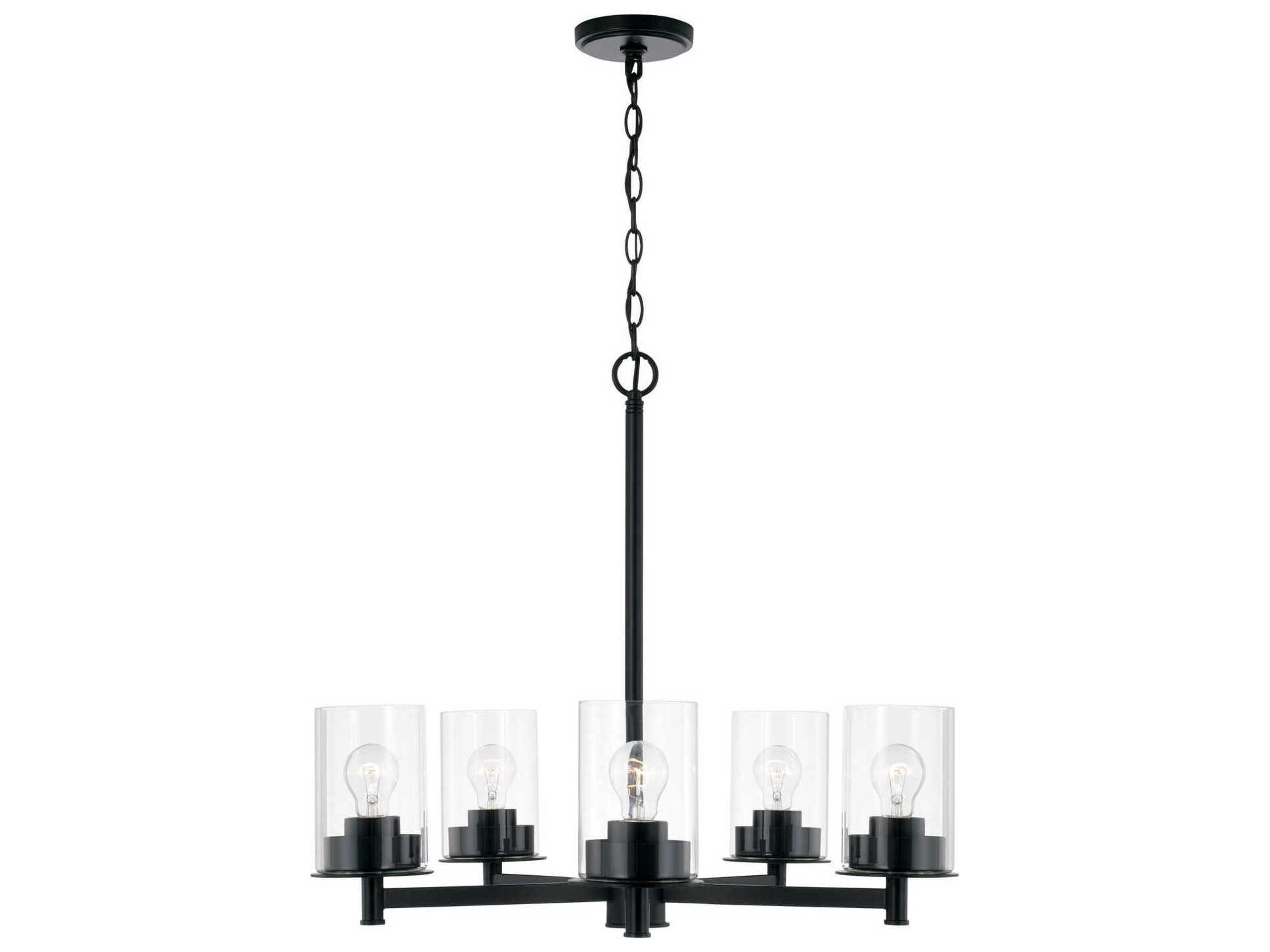 Capital Lighting Mason 5-Light Matte Black Glass Linear Chandelier