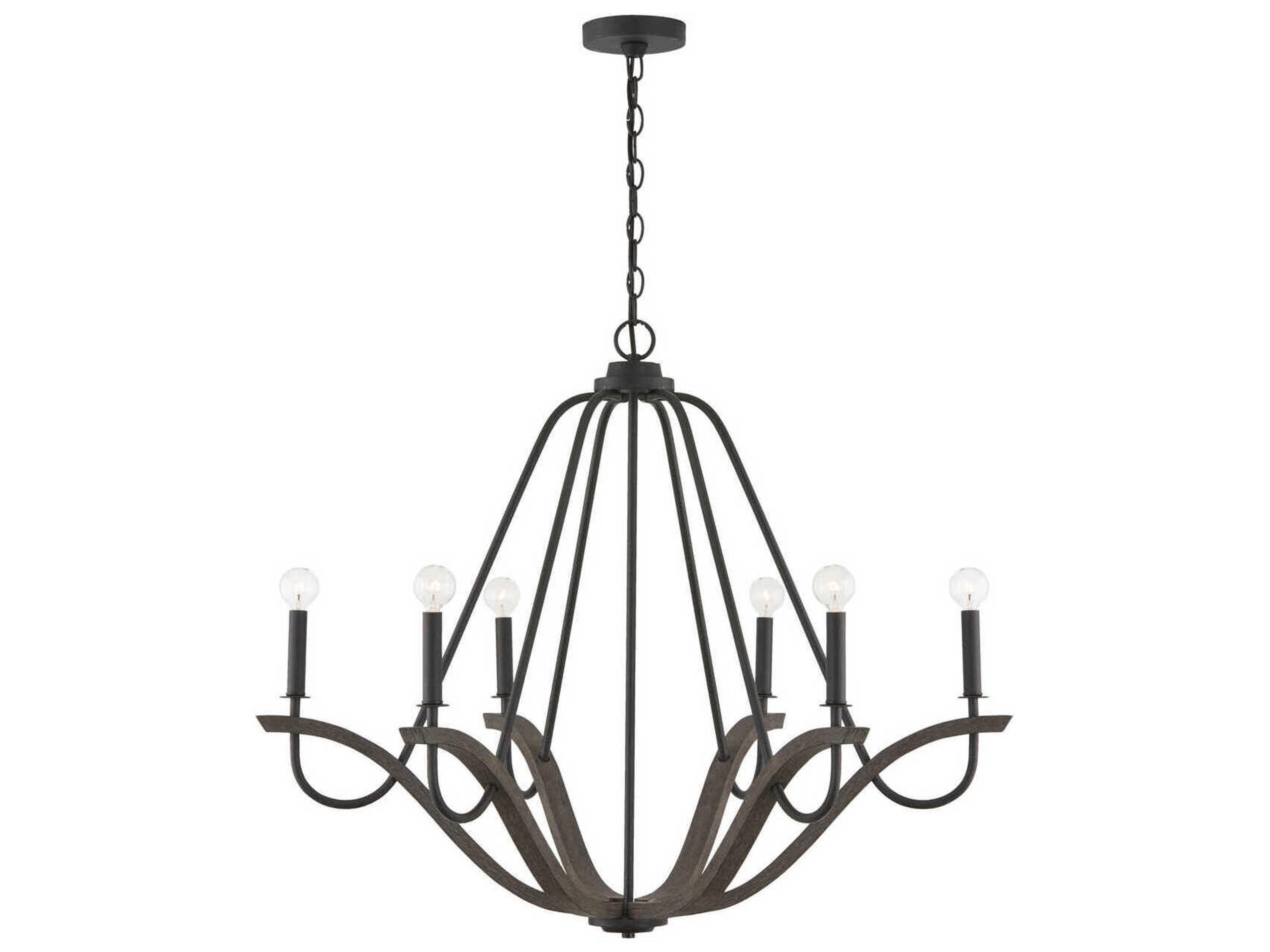 Capital Lighting Clive 6-Light Carbon Grey Black Iron Candelabra Chandelier