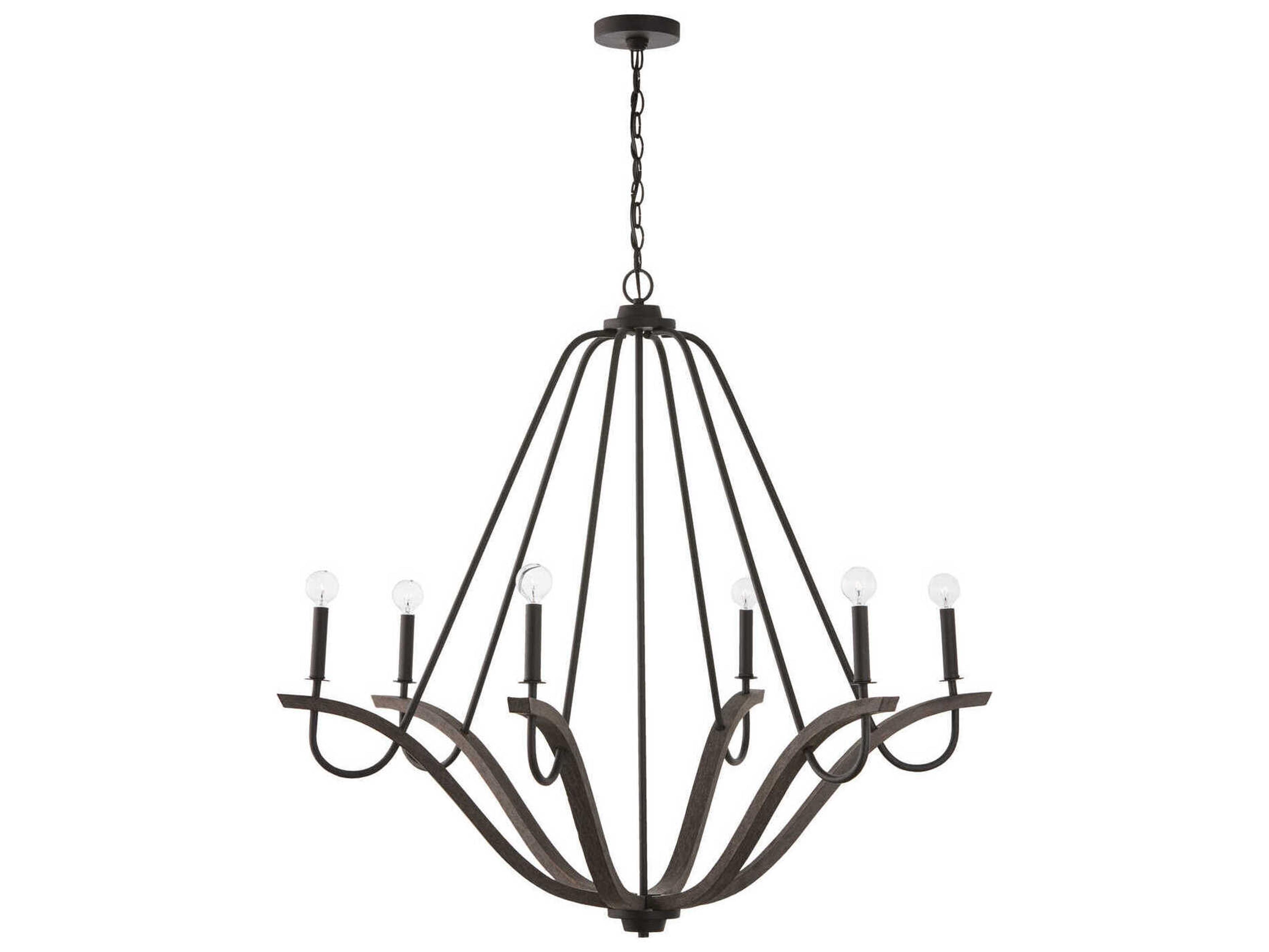 Capital Lighting Clive 6-Light Carbon Grey Black Iron Candelabra Chandelier