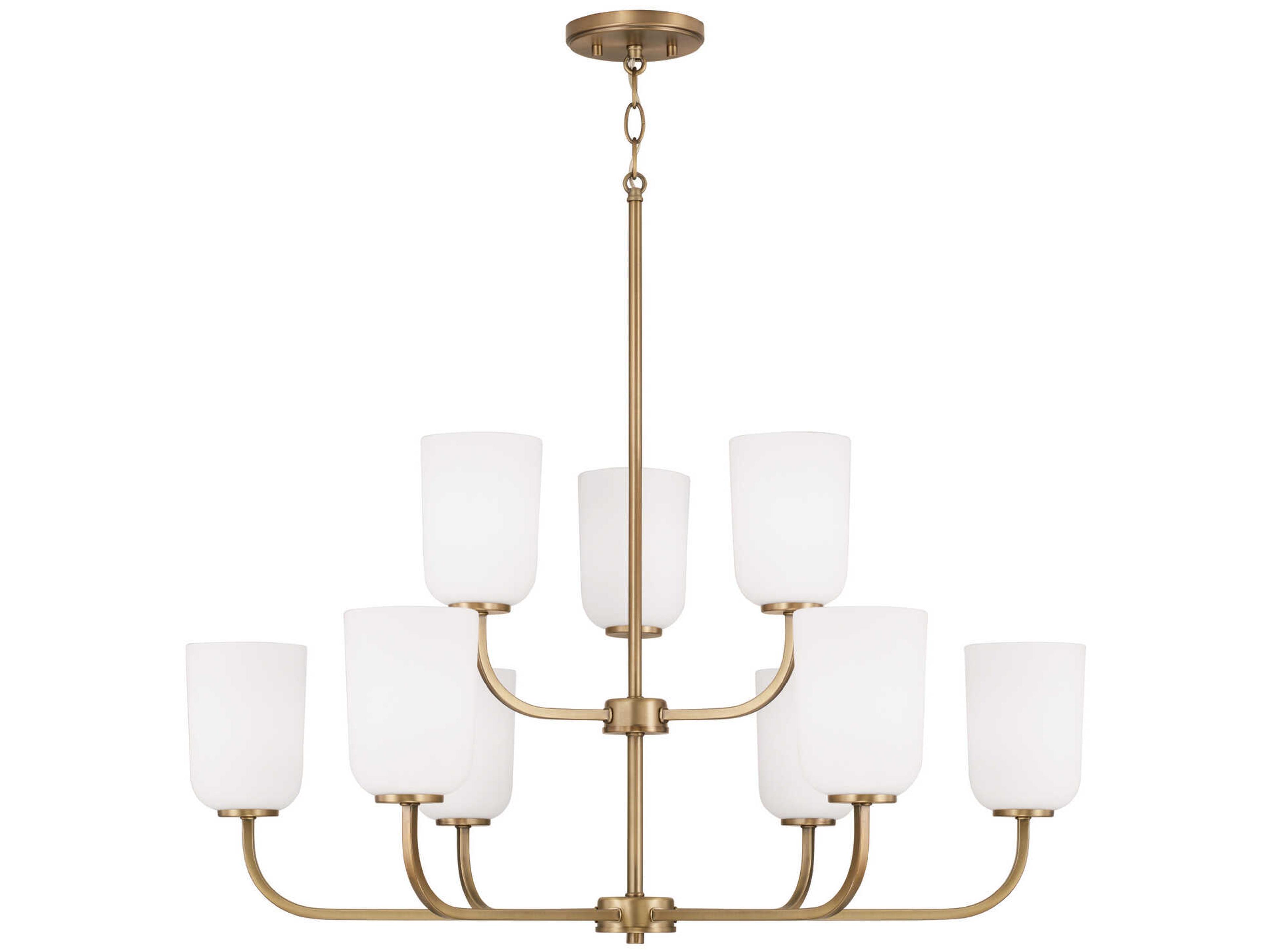 Capital Lighting Lawson 9-Light Aged Brass Glass Tiered Chandelier
