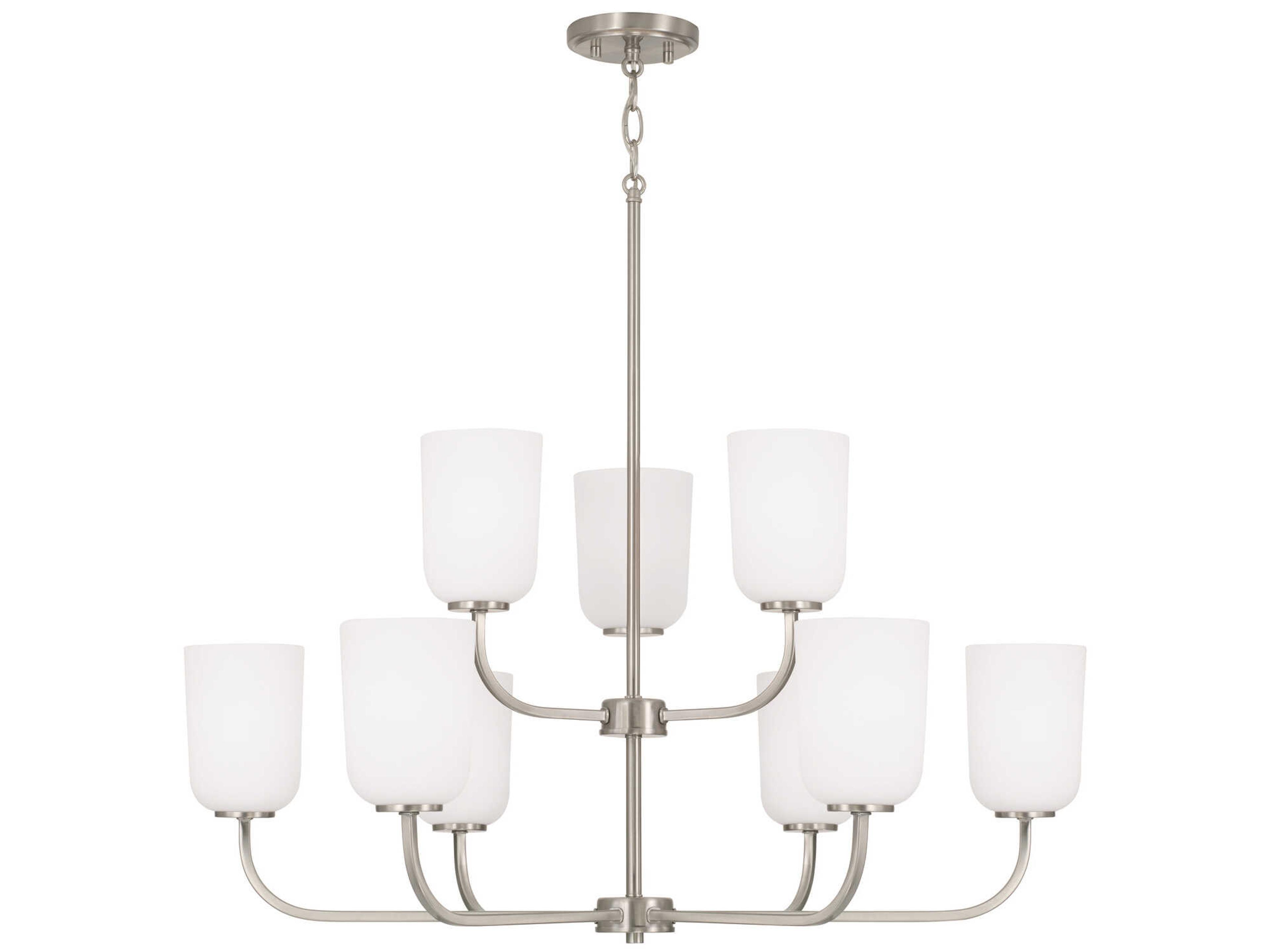 Capital Lighting Lawson 9-Light Brushed Nickel Glass Tiered Chandelier