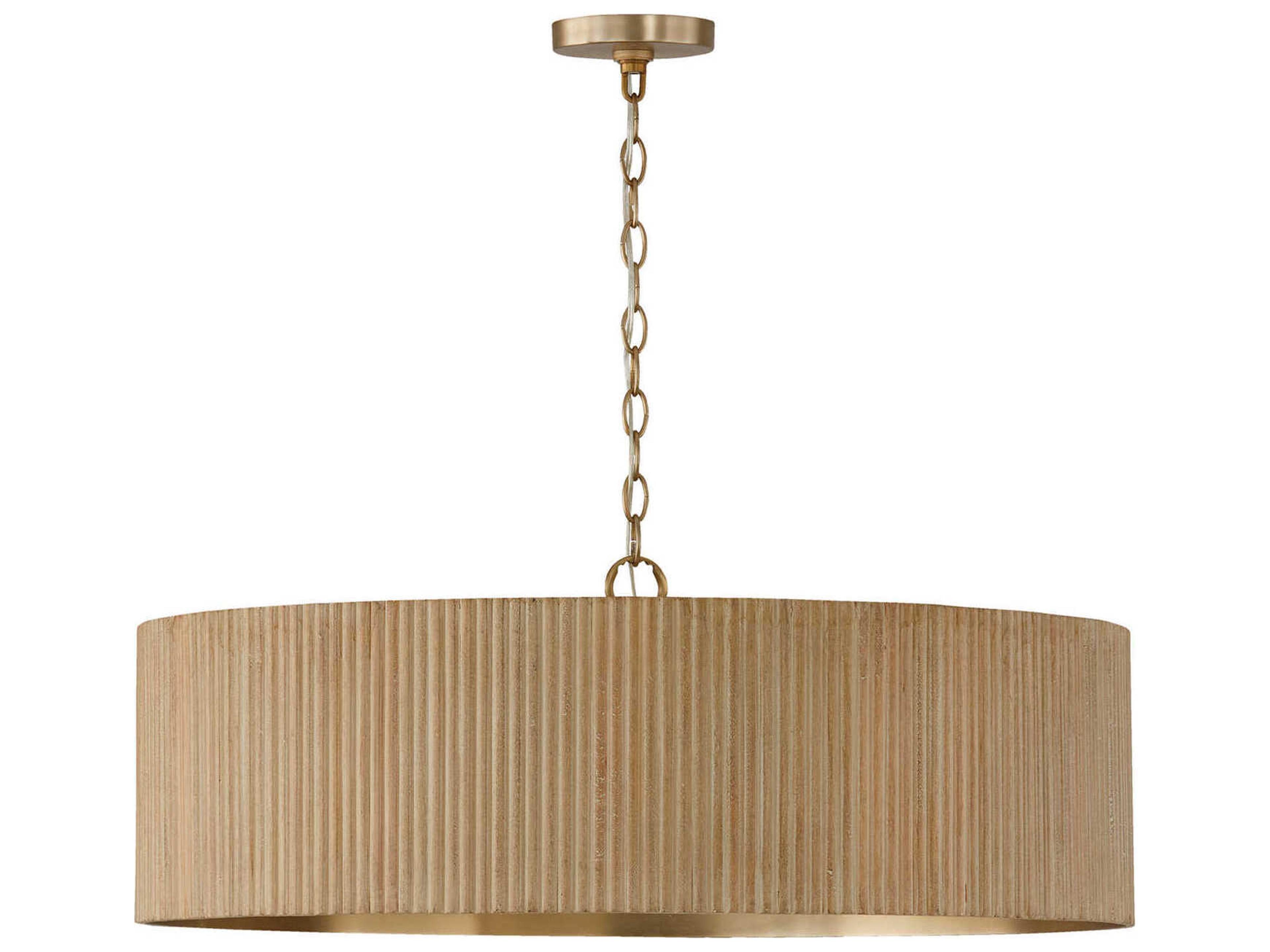 Capital Lighting Donovan 4-Light White Wash And Matte Brass Brown Drum Pendant