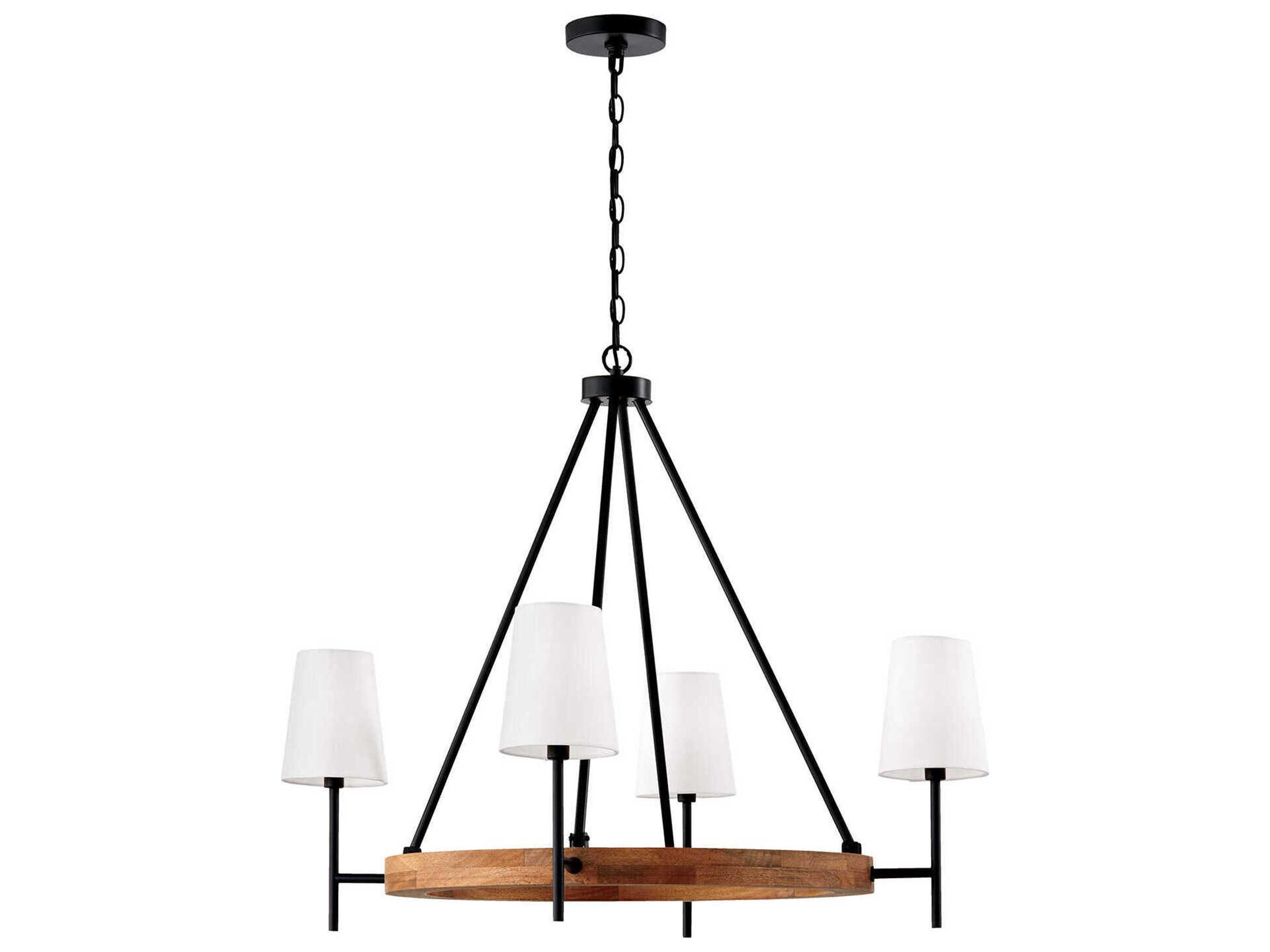 Capital Lighting Jonah 4-Light Light Wood And Matte Black Chandelier