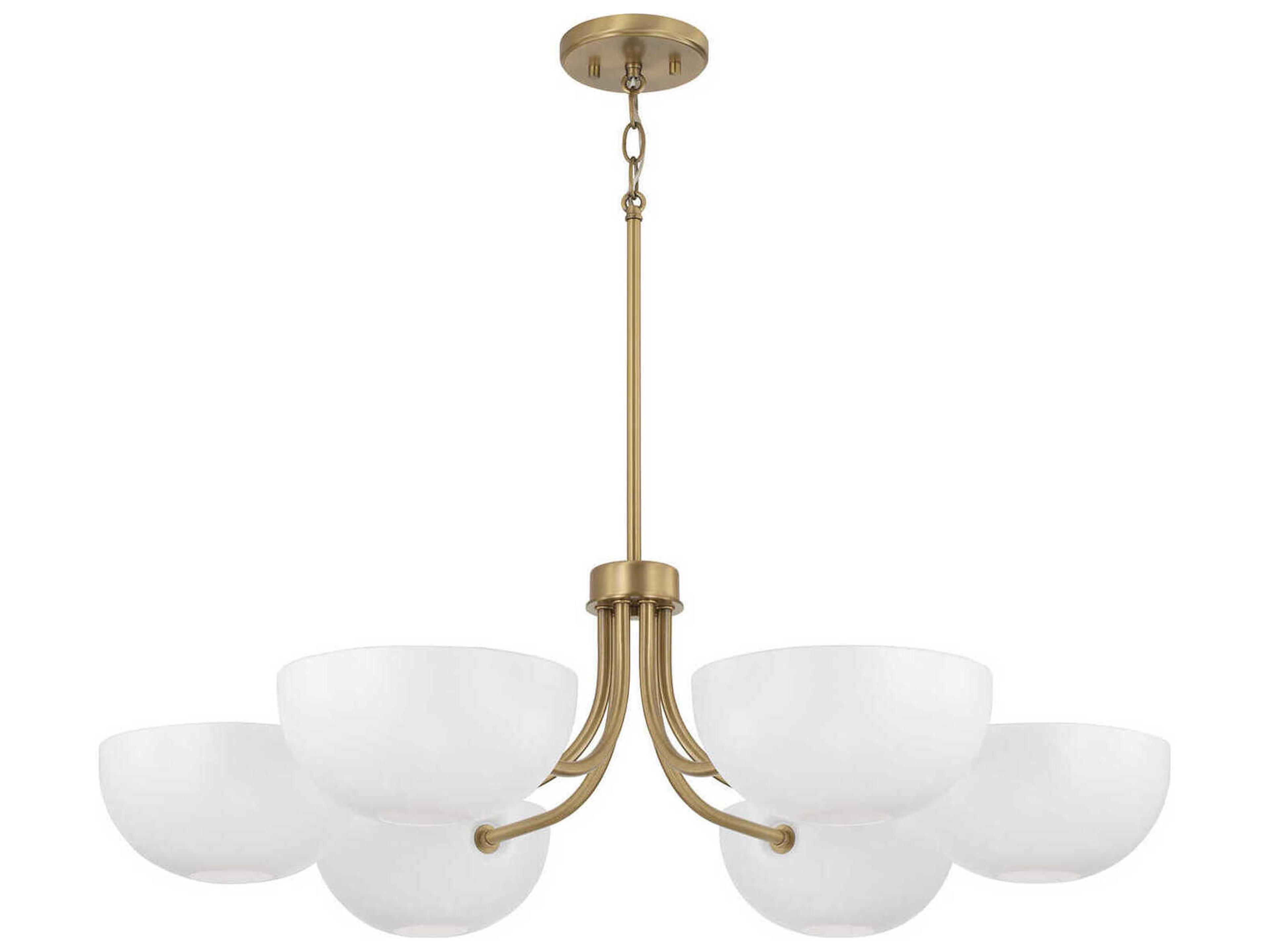 Capital Lighting Reece 6-Light Aged Brass And White Bowl Chandelier