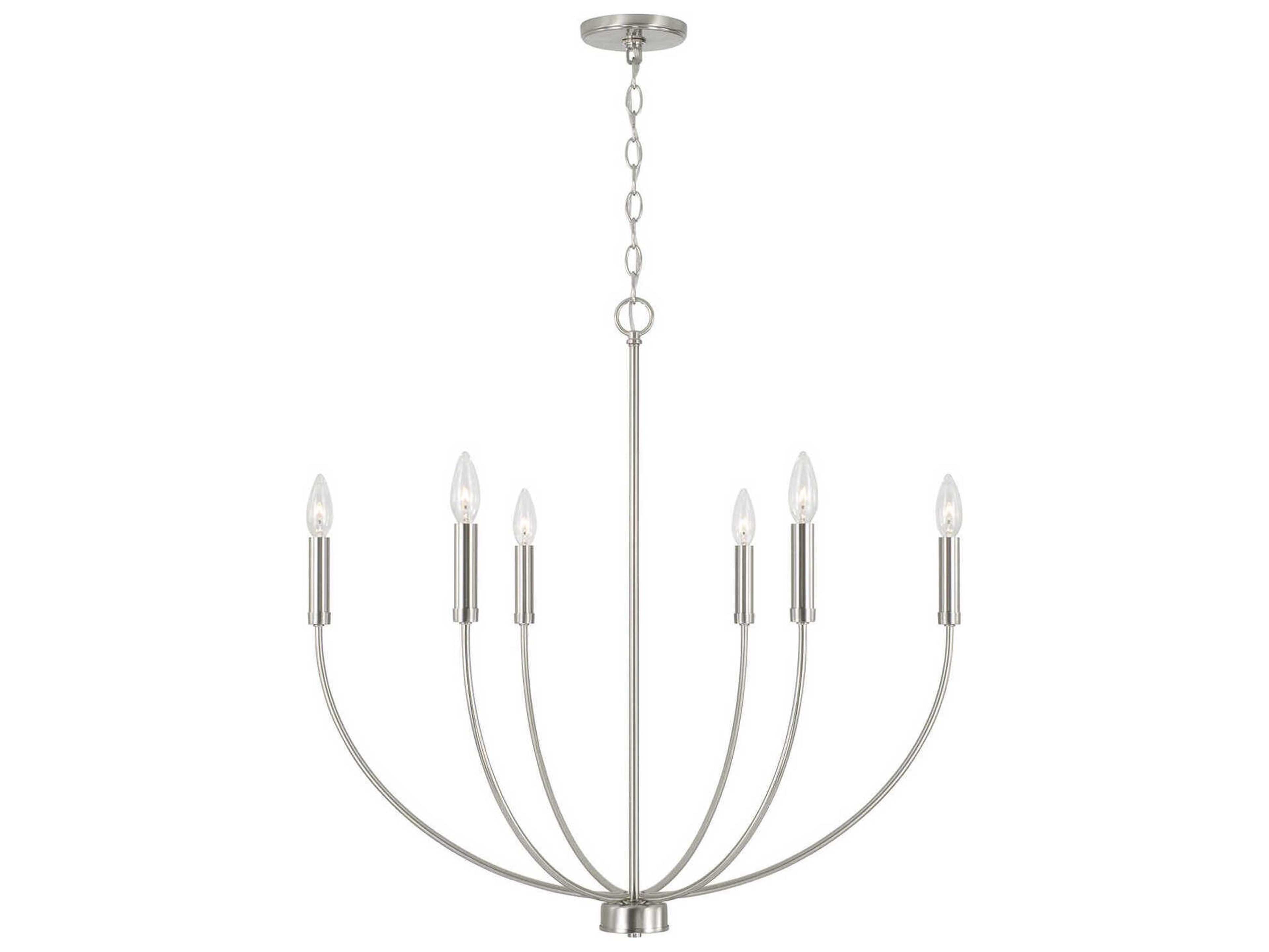 Capital Lighting Ansley 6-Light Brushed Nickel Candelabra Chandelier