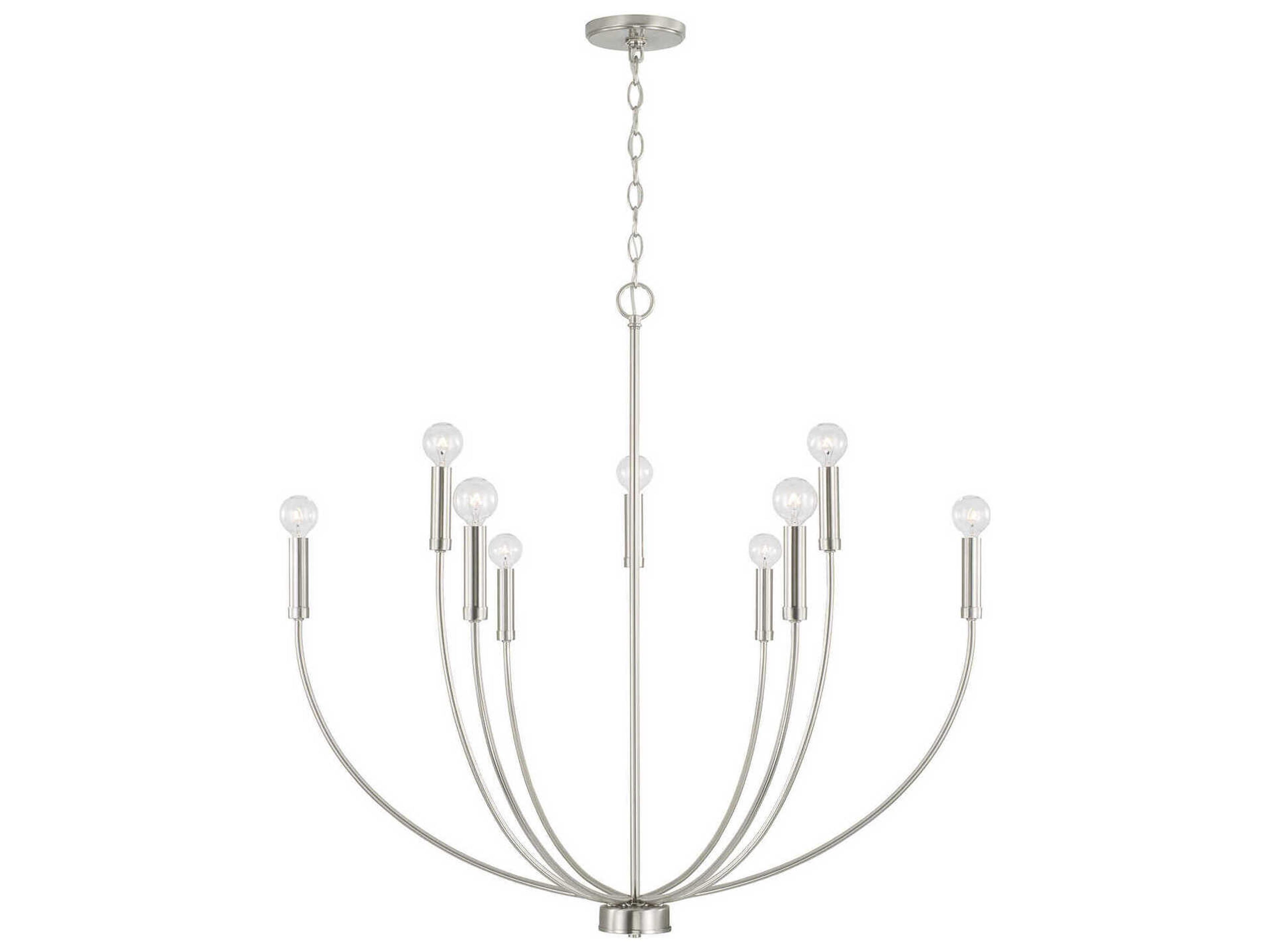 Capital Lighting Ansley 9-Light Brushed Nickel Brass Candelabra Chandelier
