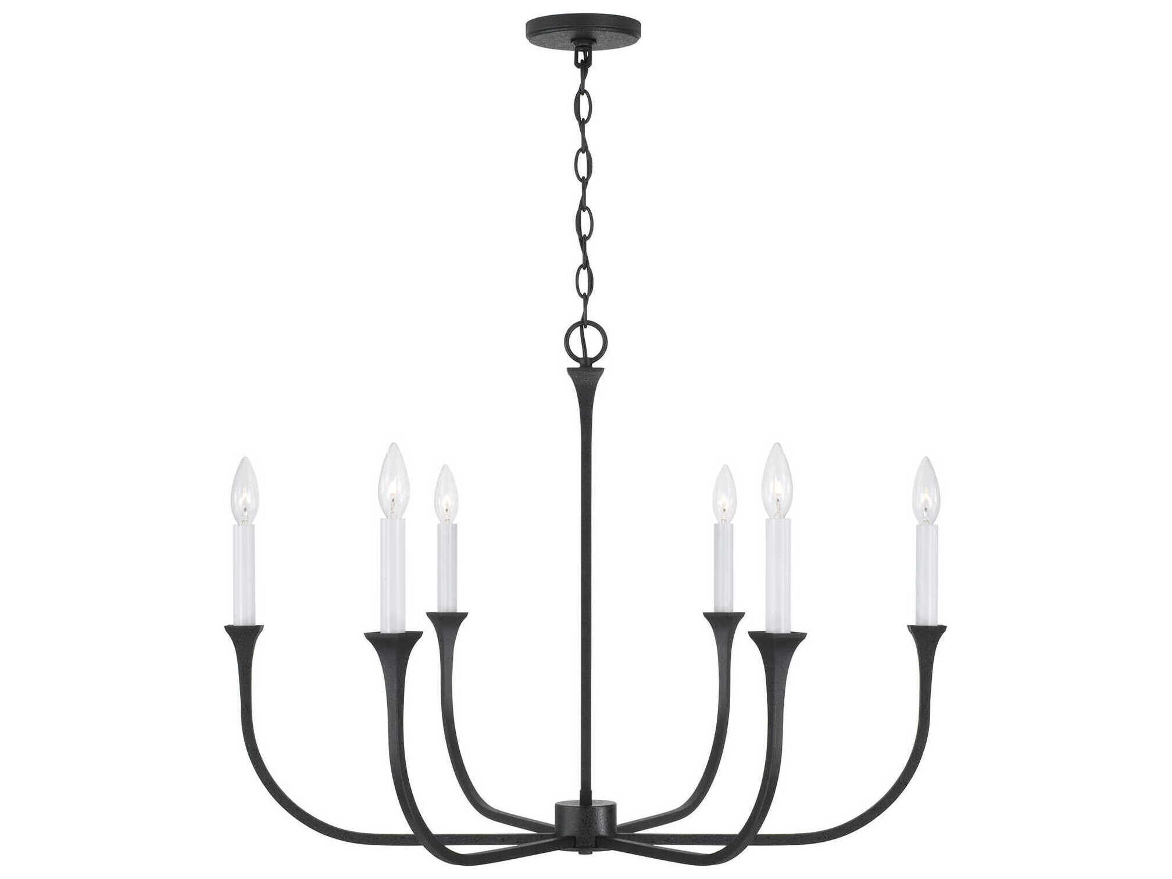 Capital Lighting Decklan 6-Light Black Iron Candelabra Chandelier