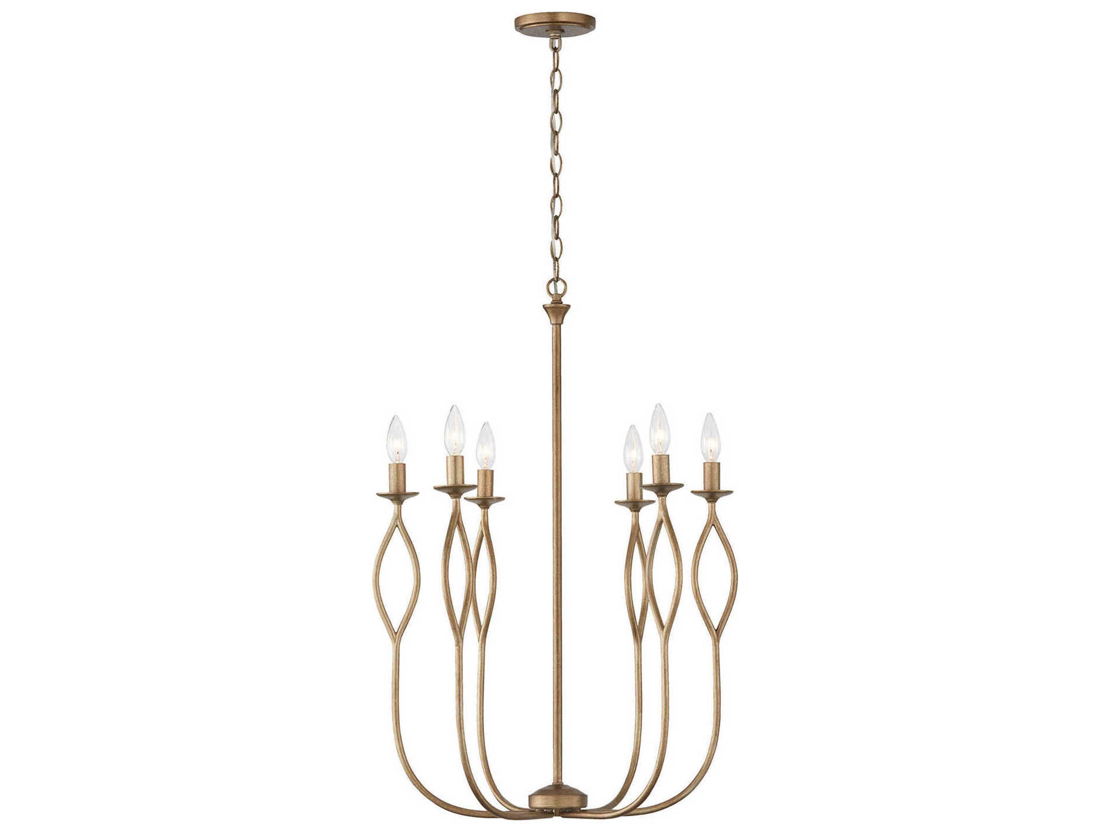 Capital Lighting Cohen 6-Light Mystic Luster Brass Candelabra Chandelier