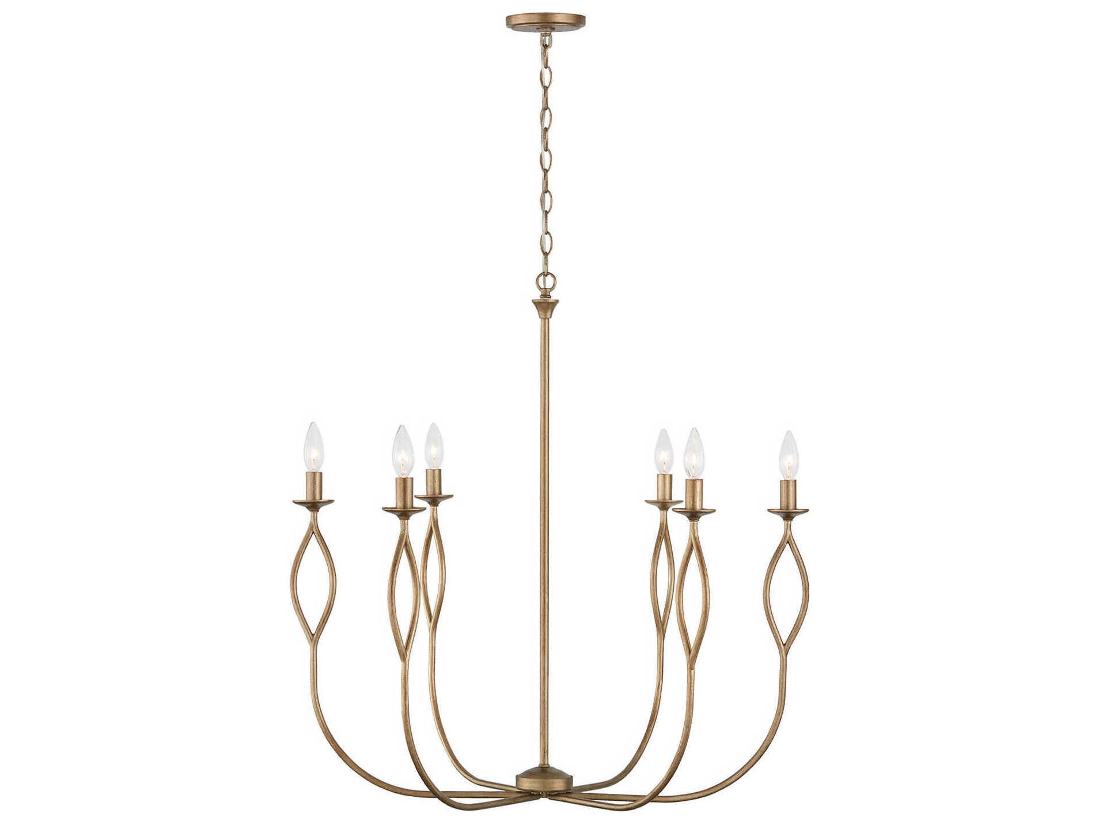 Capital Lighting Cohen 6-Light Mystic Luster Brass Candelabra Chandelier