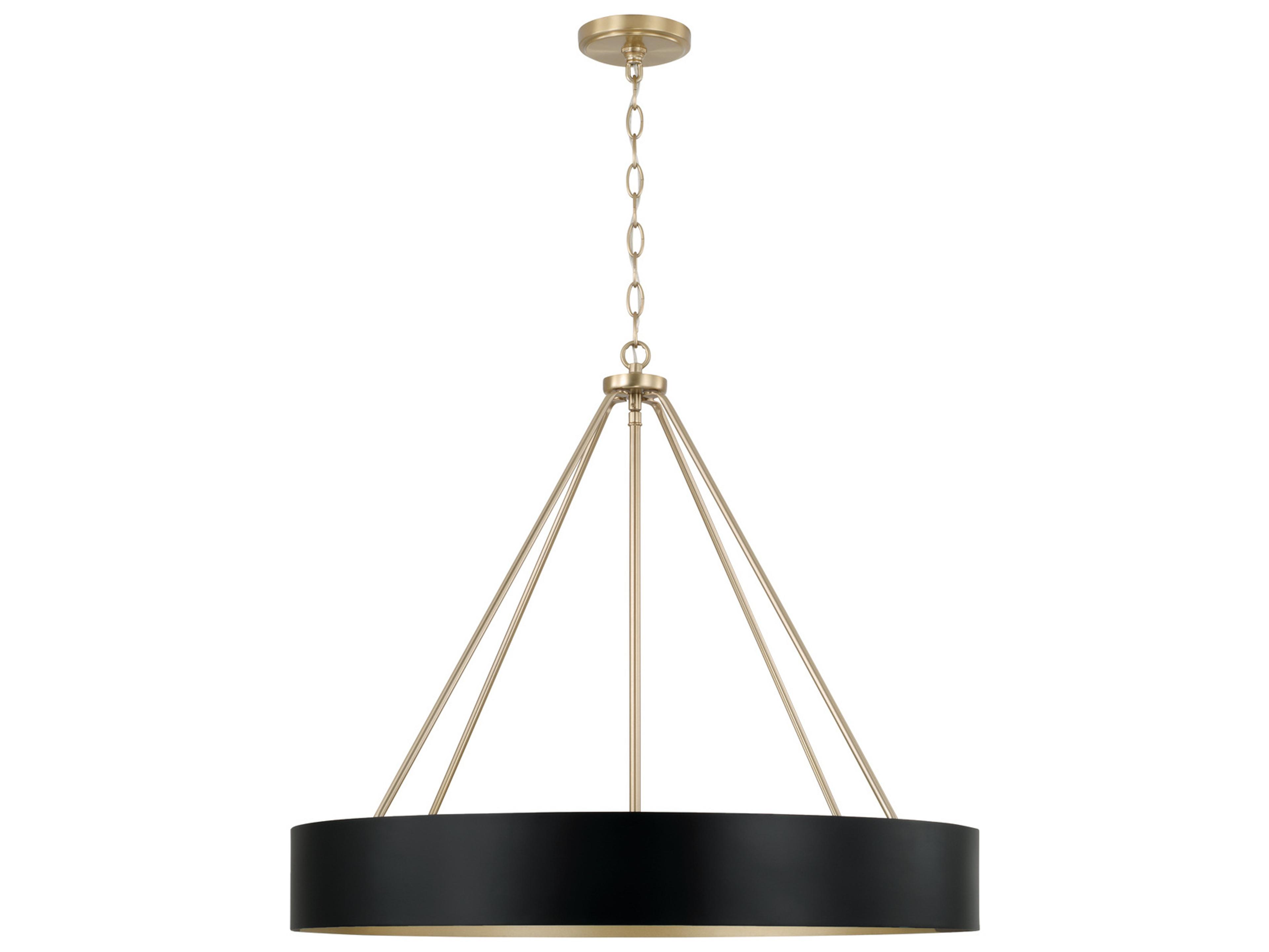 Capital Lighting Weller 4-Light Matte Brass Black Round Chandelier