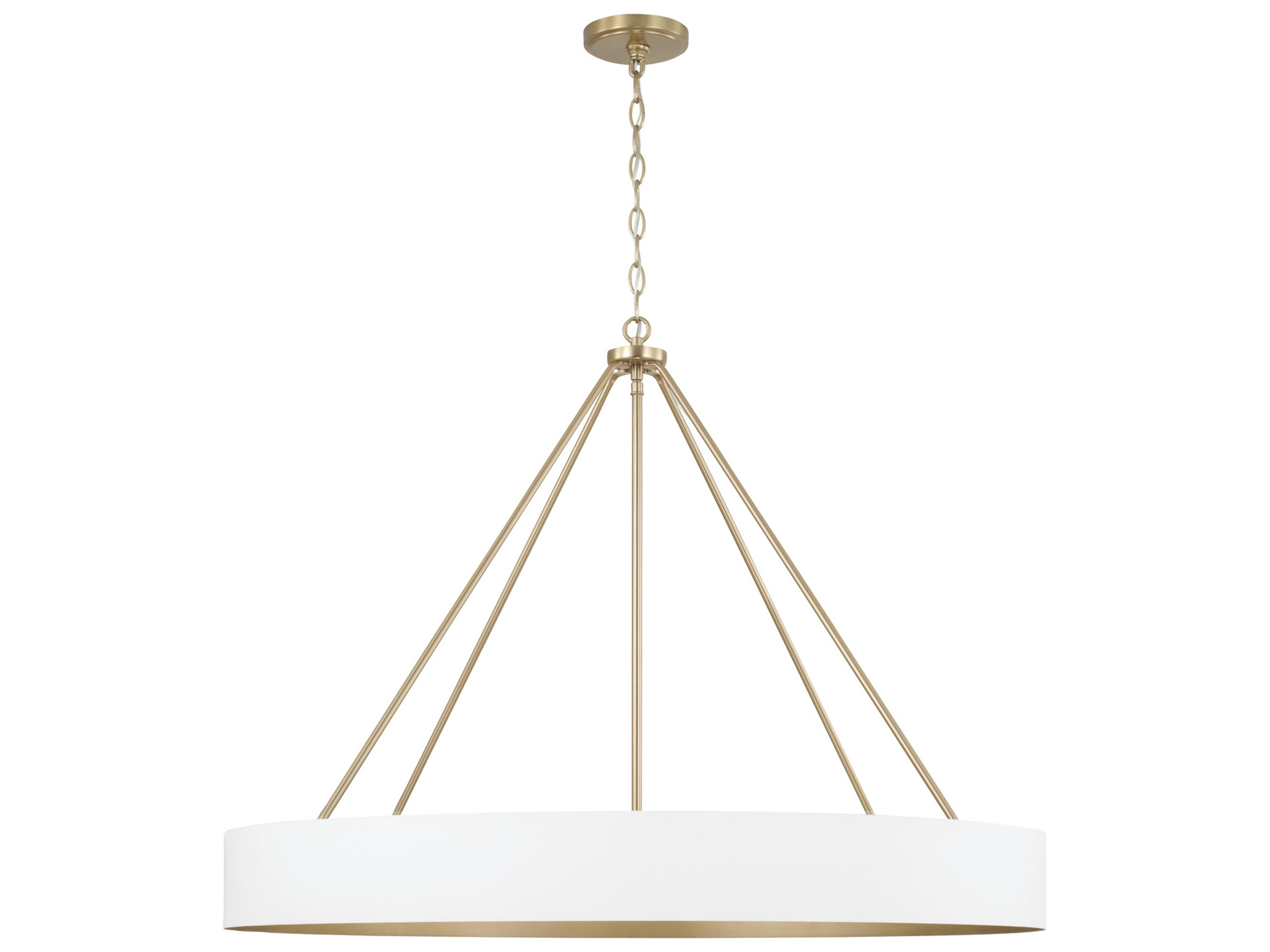 Capital Lighting Weller 6-Light Matte Brass White Round Chandelier