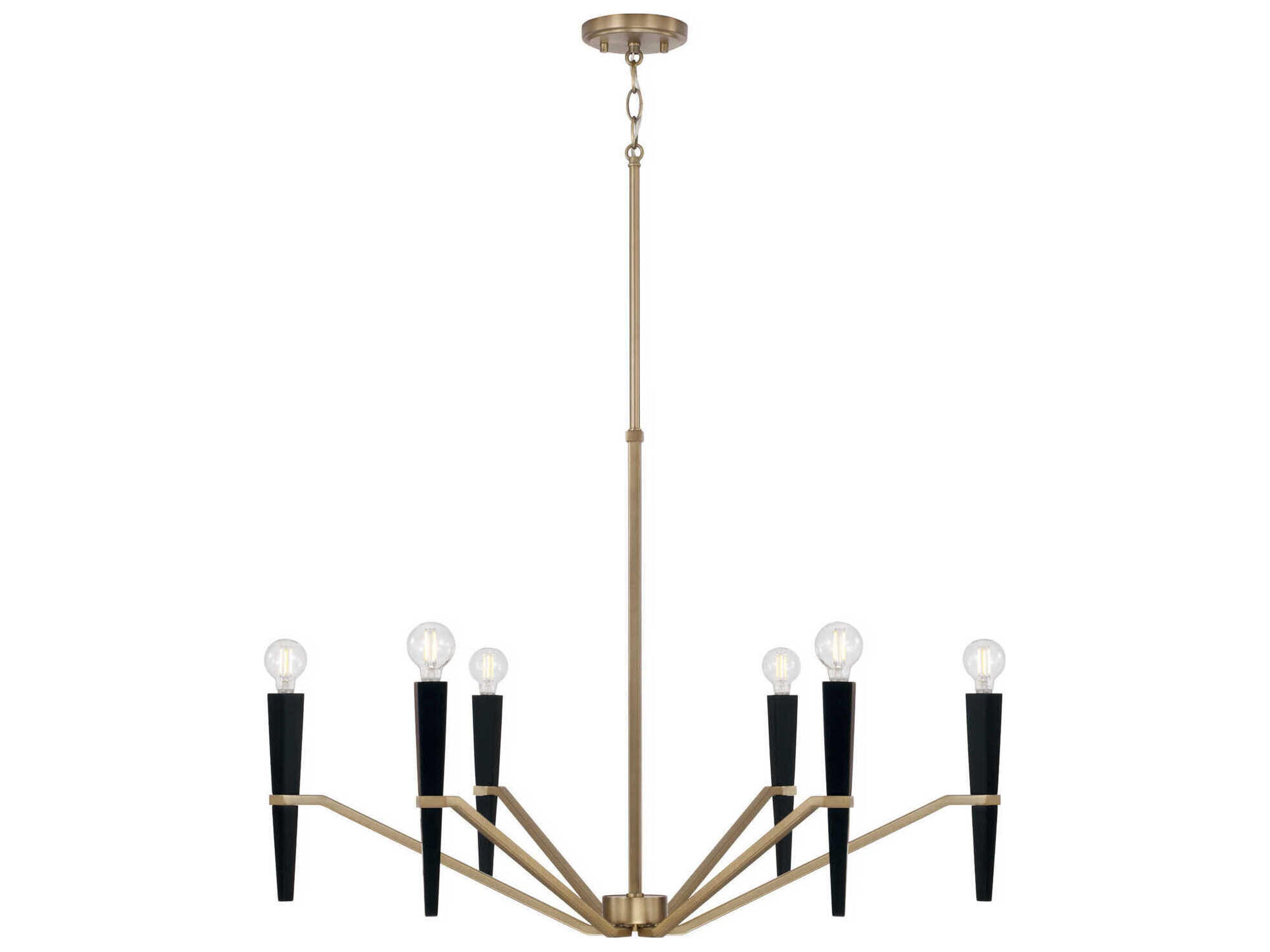 Capital Lighting Enzo 6-Light Aged Brass Black Candelabra Chandelier