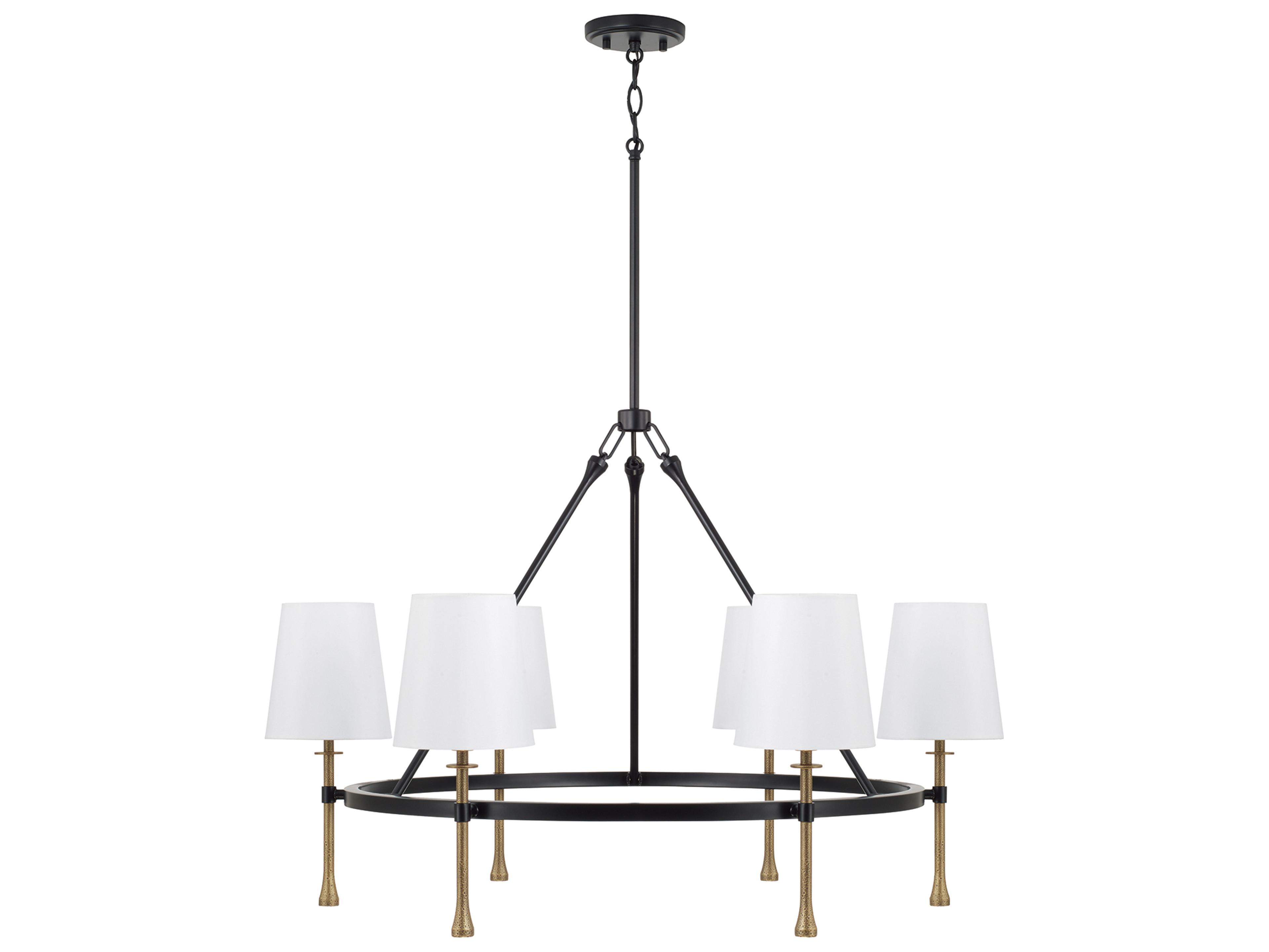 Capital Lighting Hollis 6-light Matte Black With Hammered Gold Candelabra Chandelier