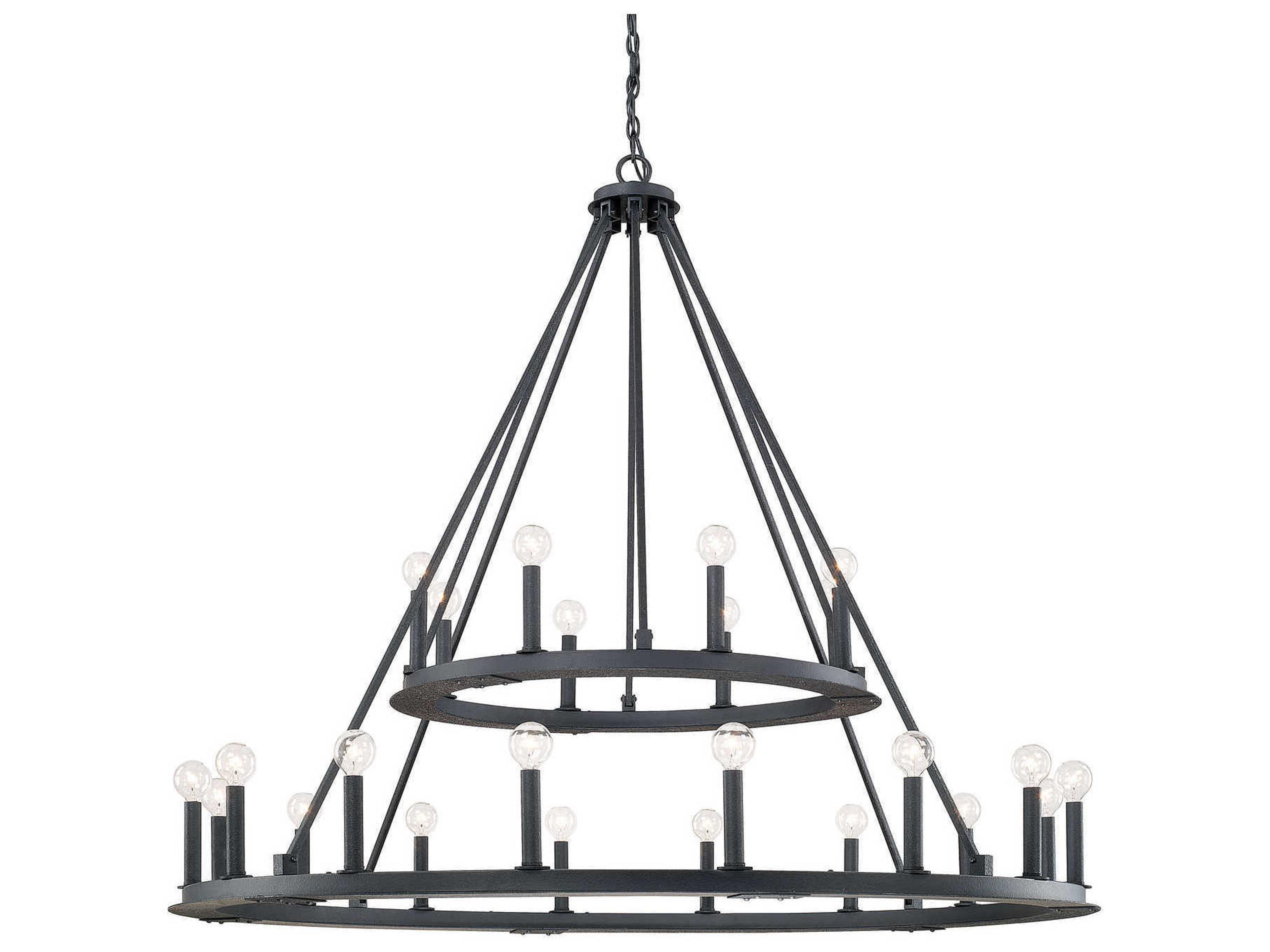 Capital Lighting Pearson 24-Light Black Iron Round Tiered Chandelier