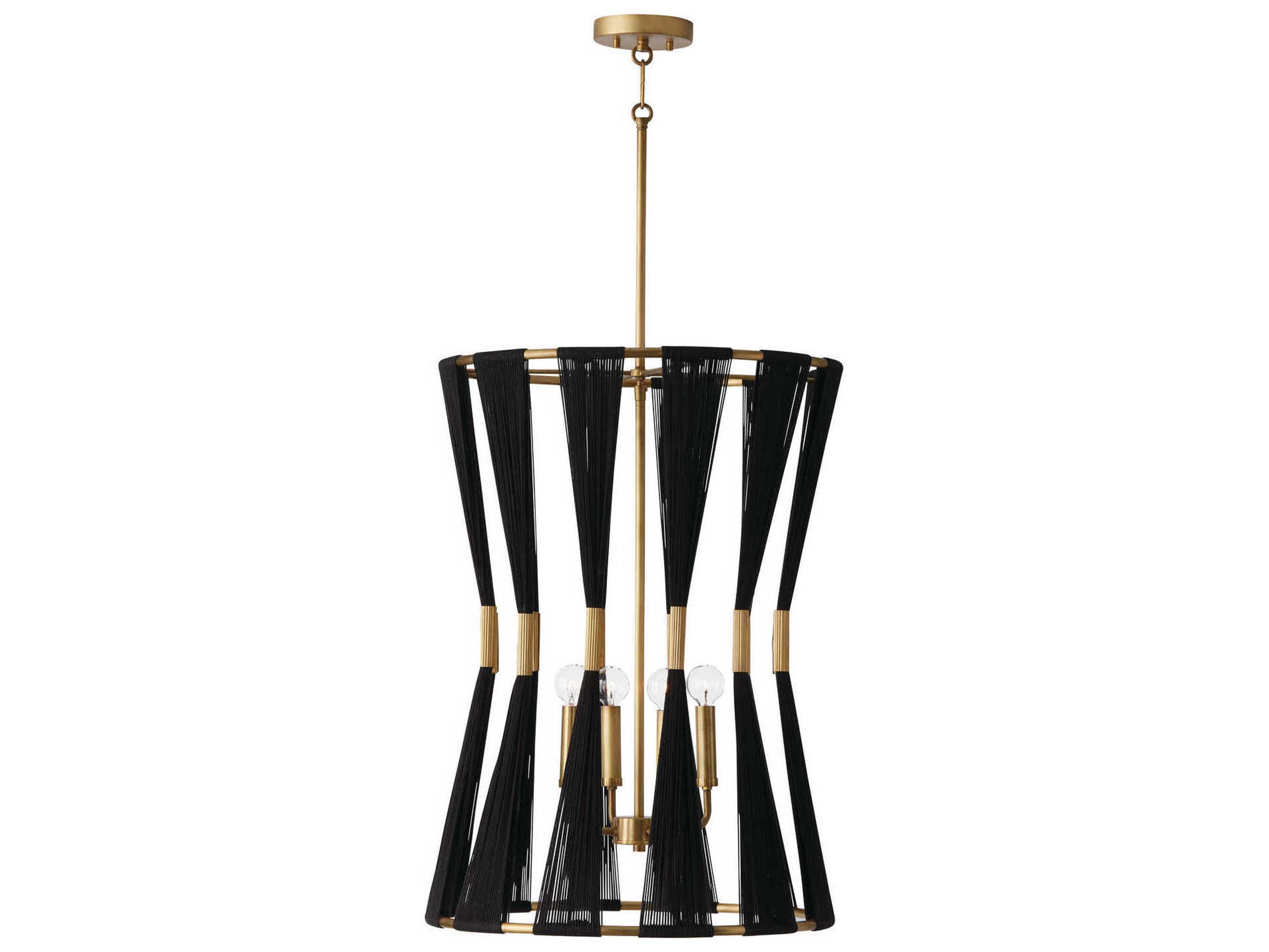 Capital Lighting Bianca 4-Light Black Rope Patinaed Brass Pendant