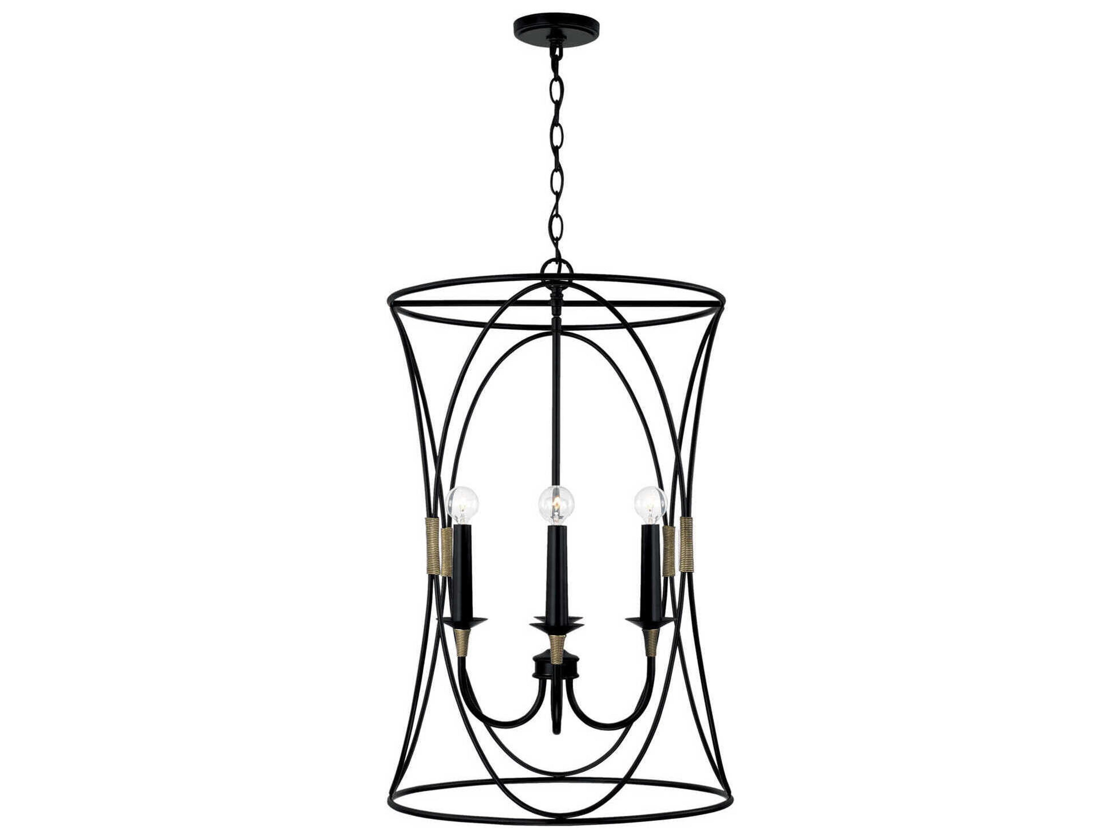 Capital Lighting Amara 4-Light Matte Black With Brass Candelabra Chandelier