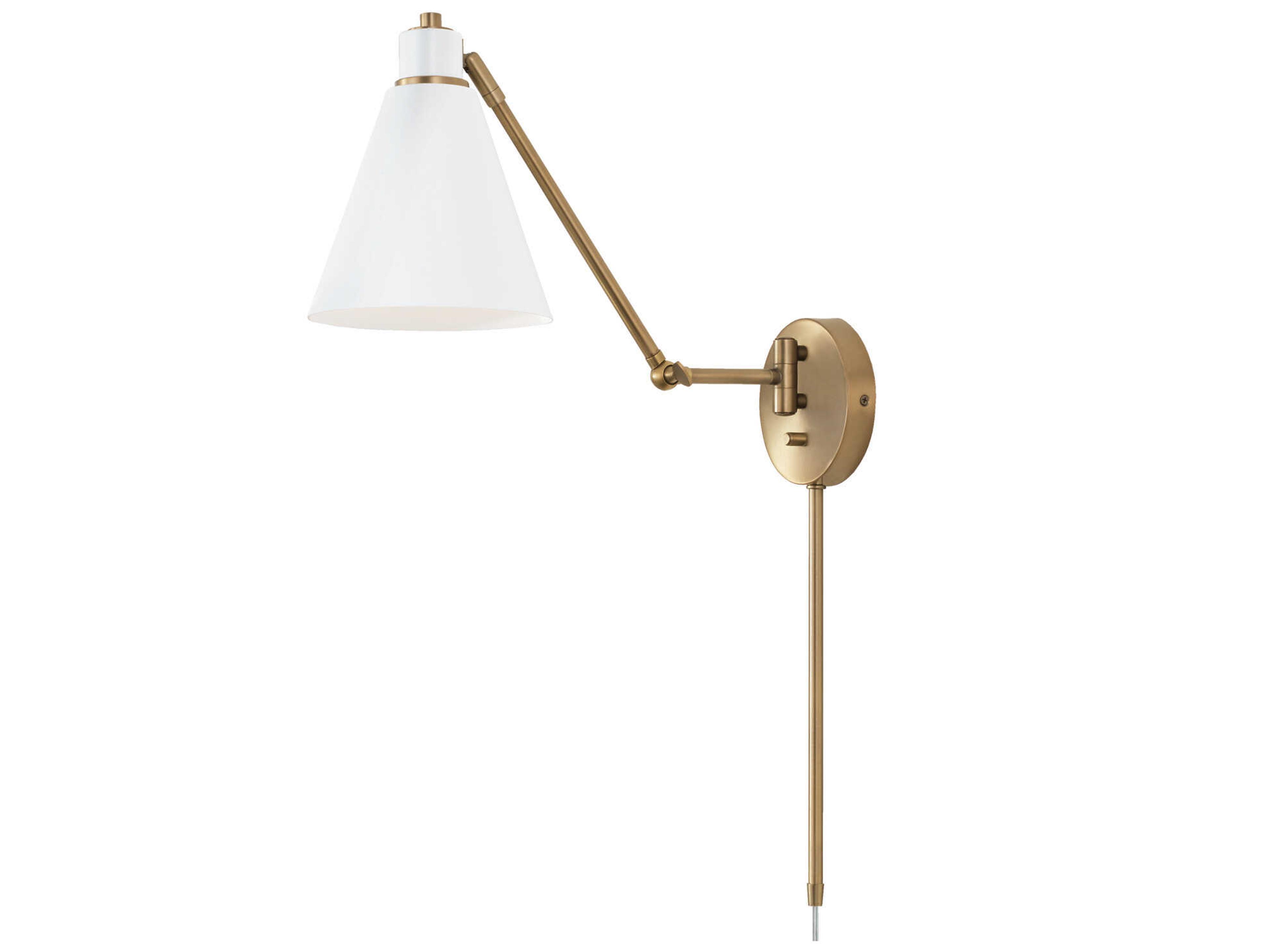 Capital Lighting Bradley 1-Light Aged Brass White Wall Sconce