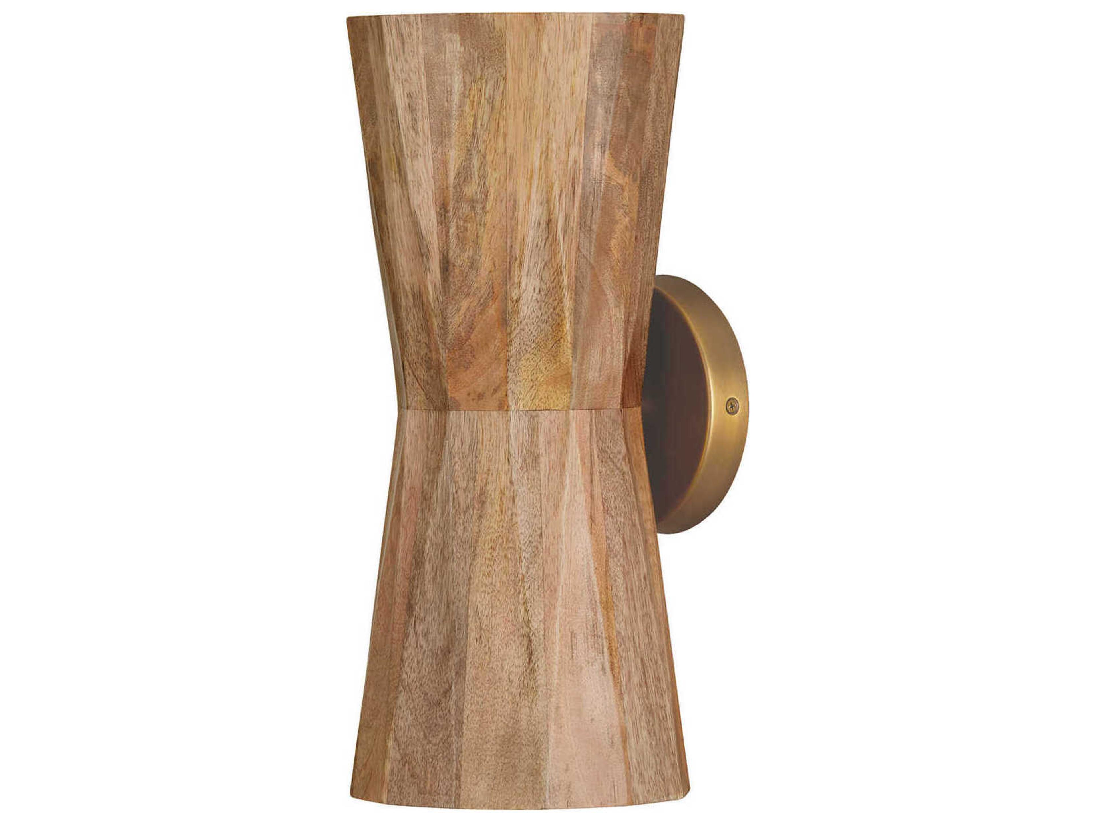 Capital Lighting Nadeau 2-Light Light Wood And Patinaed Brass Wall Sconce