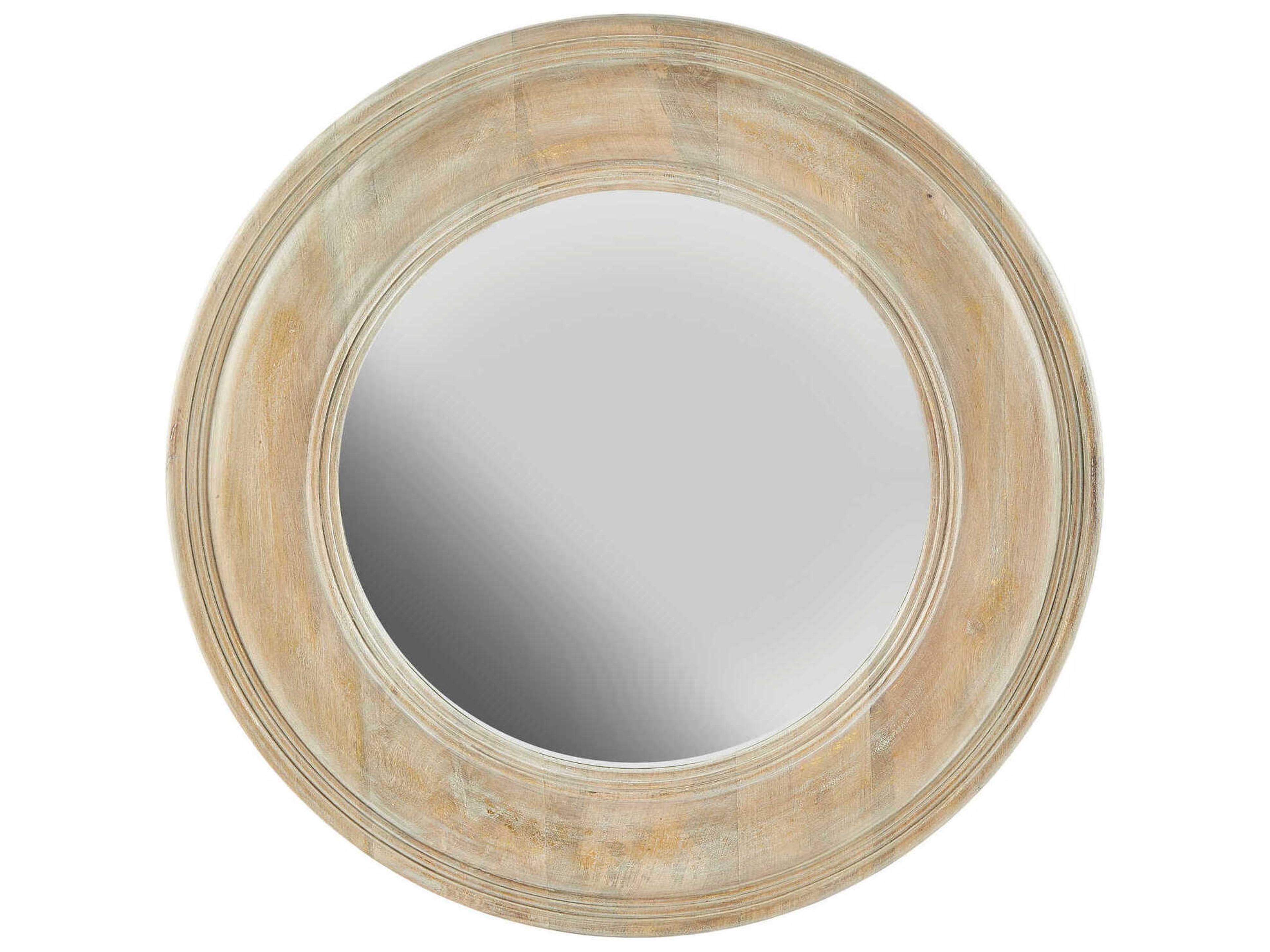 Capital Lighting White Washed Wood with Gold Leaf Round Wall Mirror