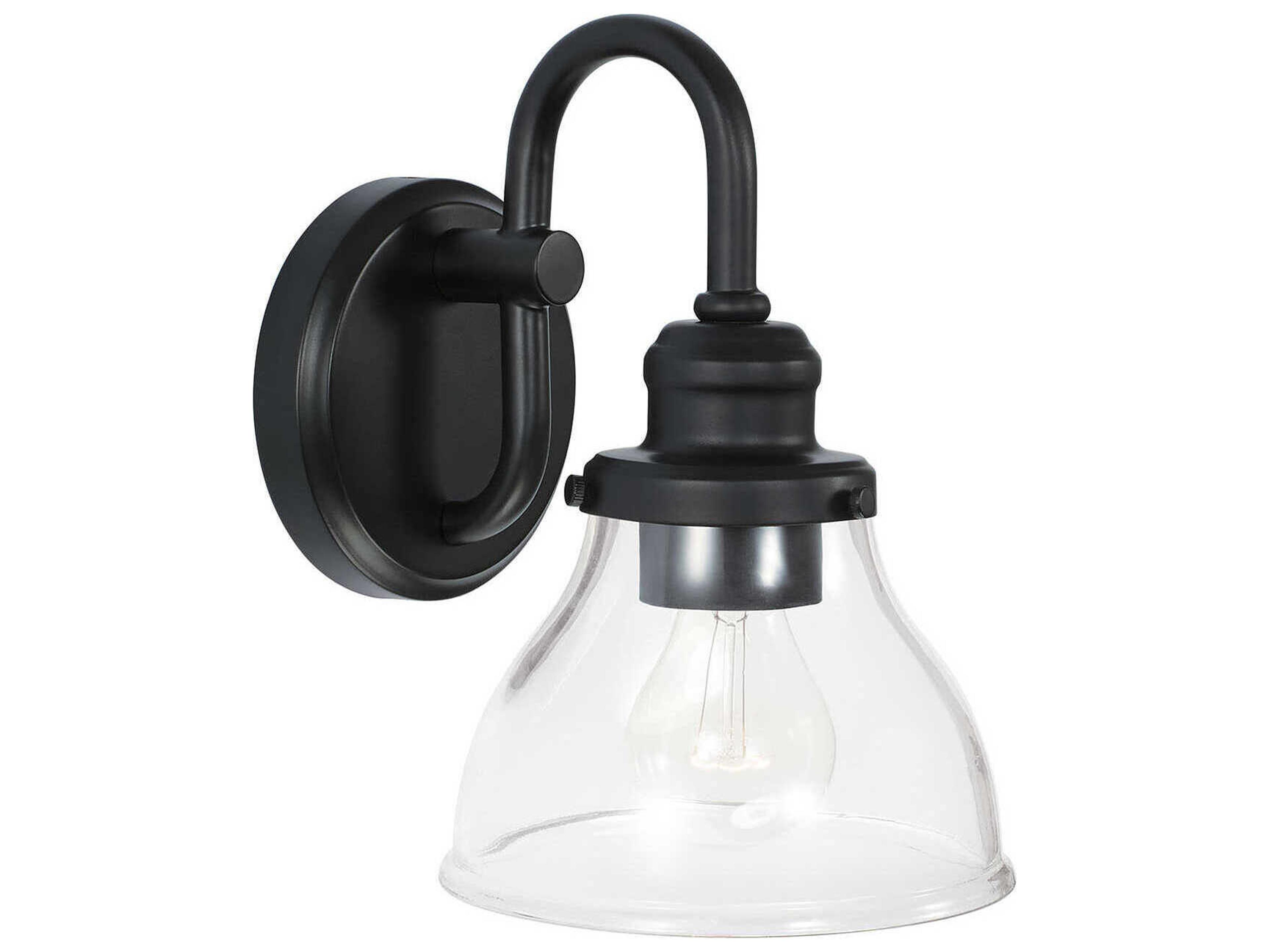 Capital Lighting Baxter 1-Light Matte Black Glass Wall Sconce