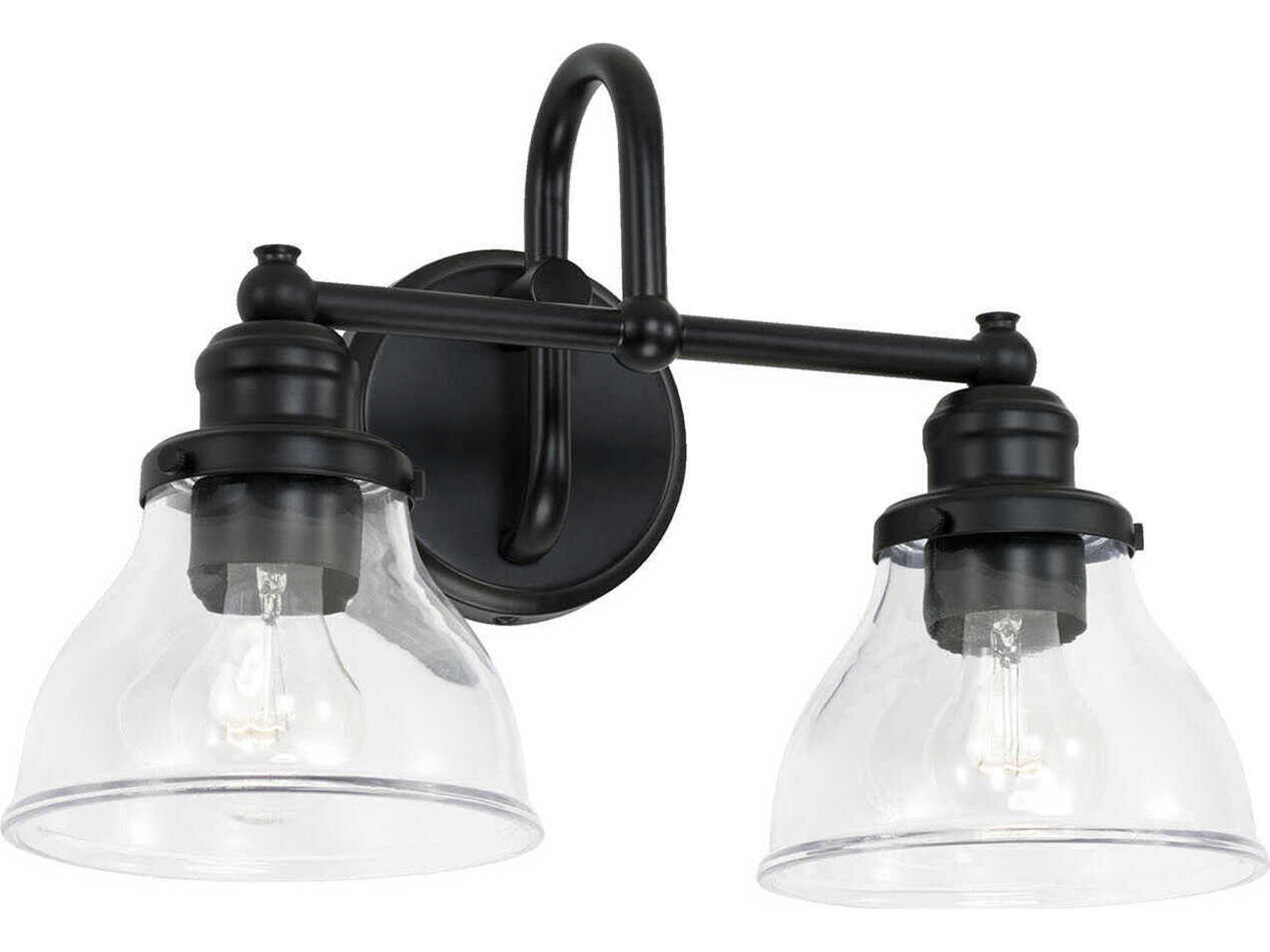 Capital Lighting Baxter 2-Light Matte Black Glass Vanity Light