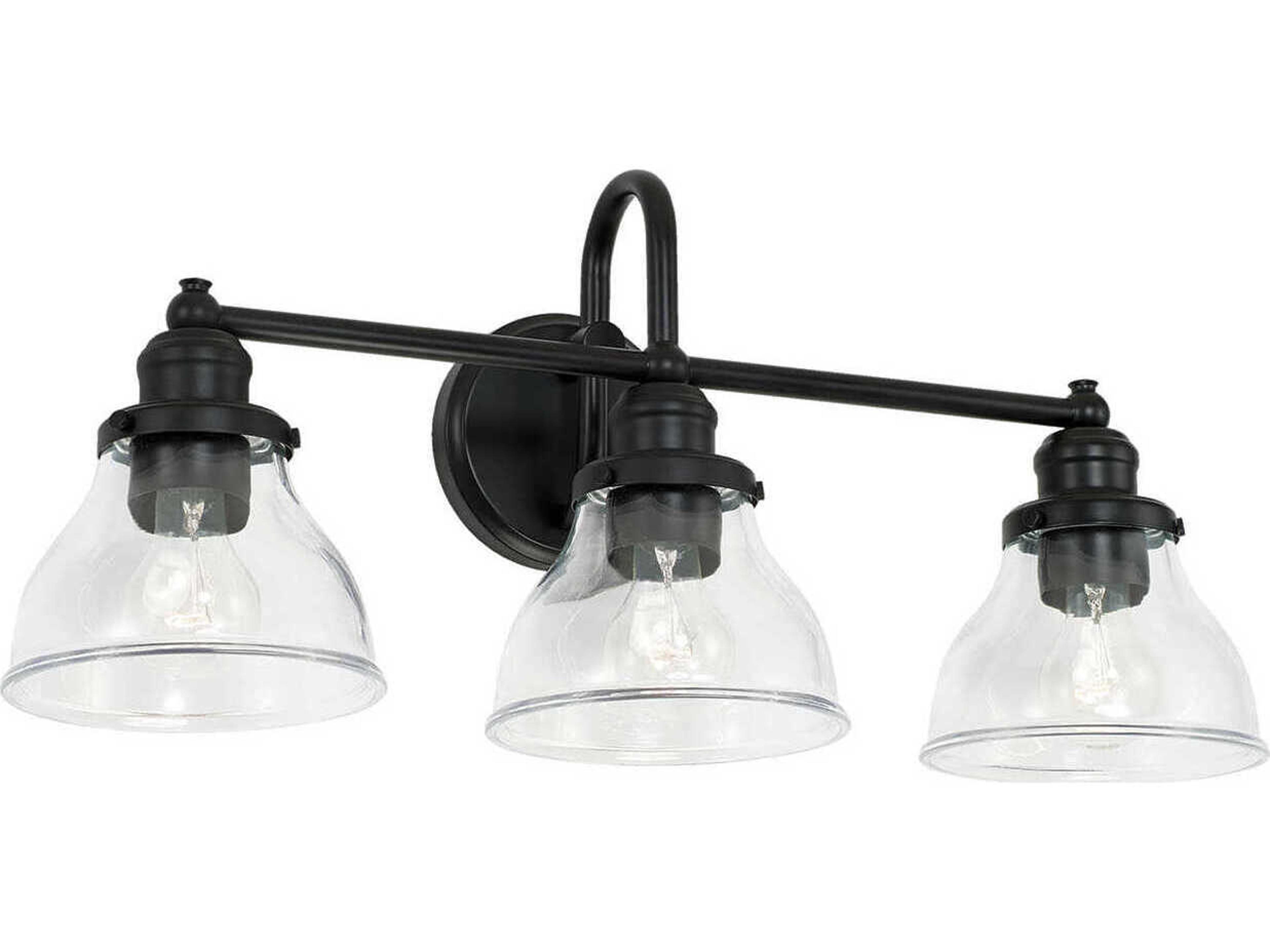 Capital Lighting Baxter 3-Light Matte Black Glass Vanity Light