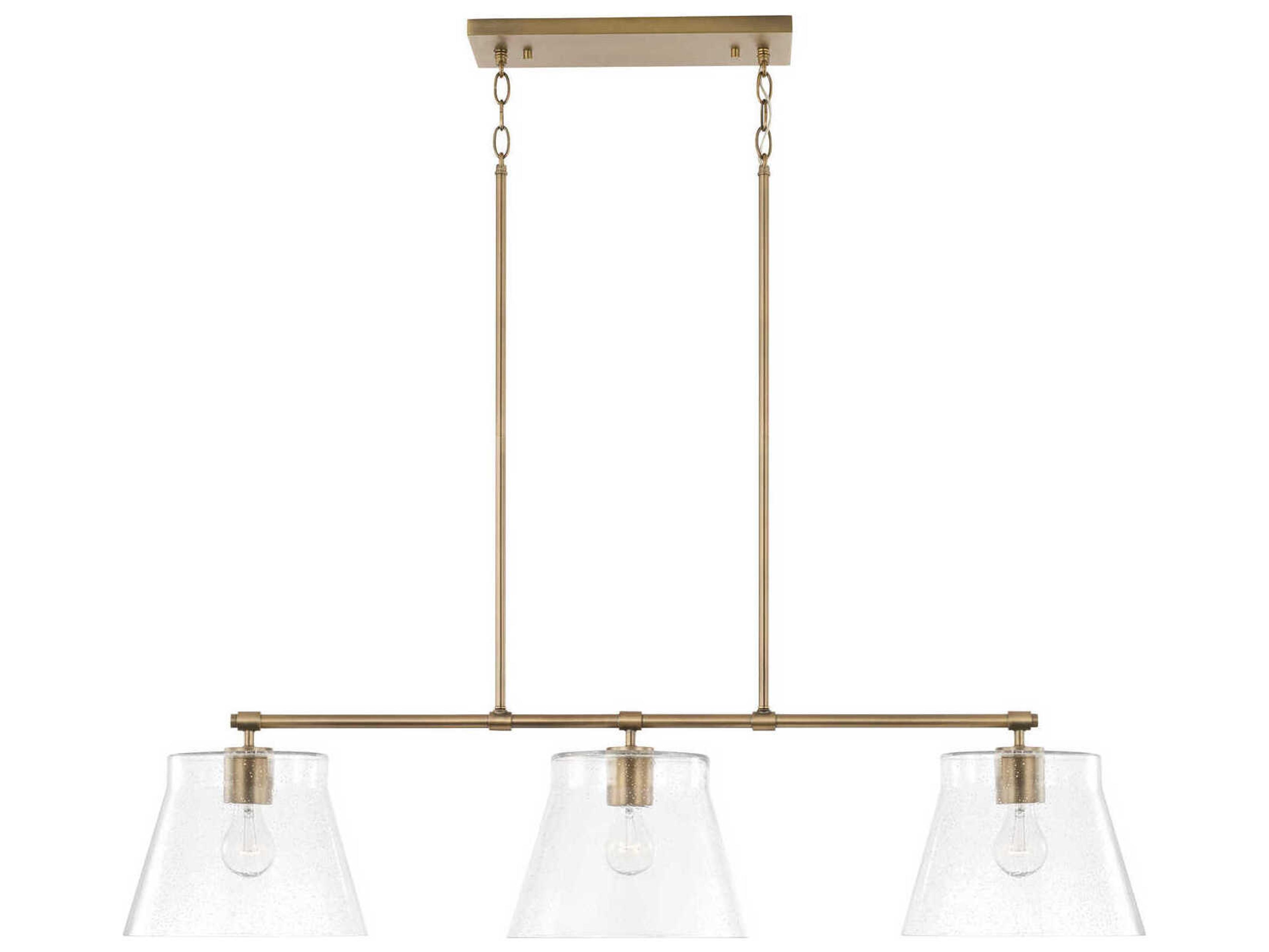 Capital Lighting Baker 3-Light Aged Brass Glass Empire Linear Island Pendant