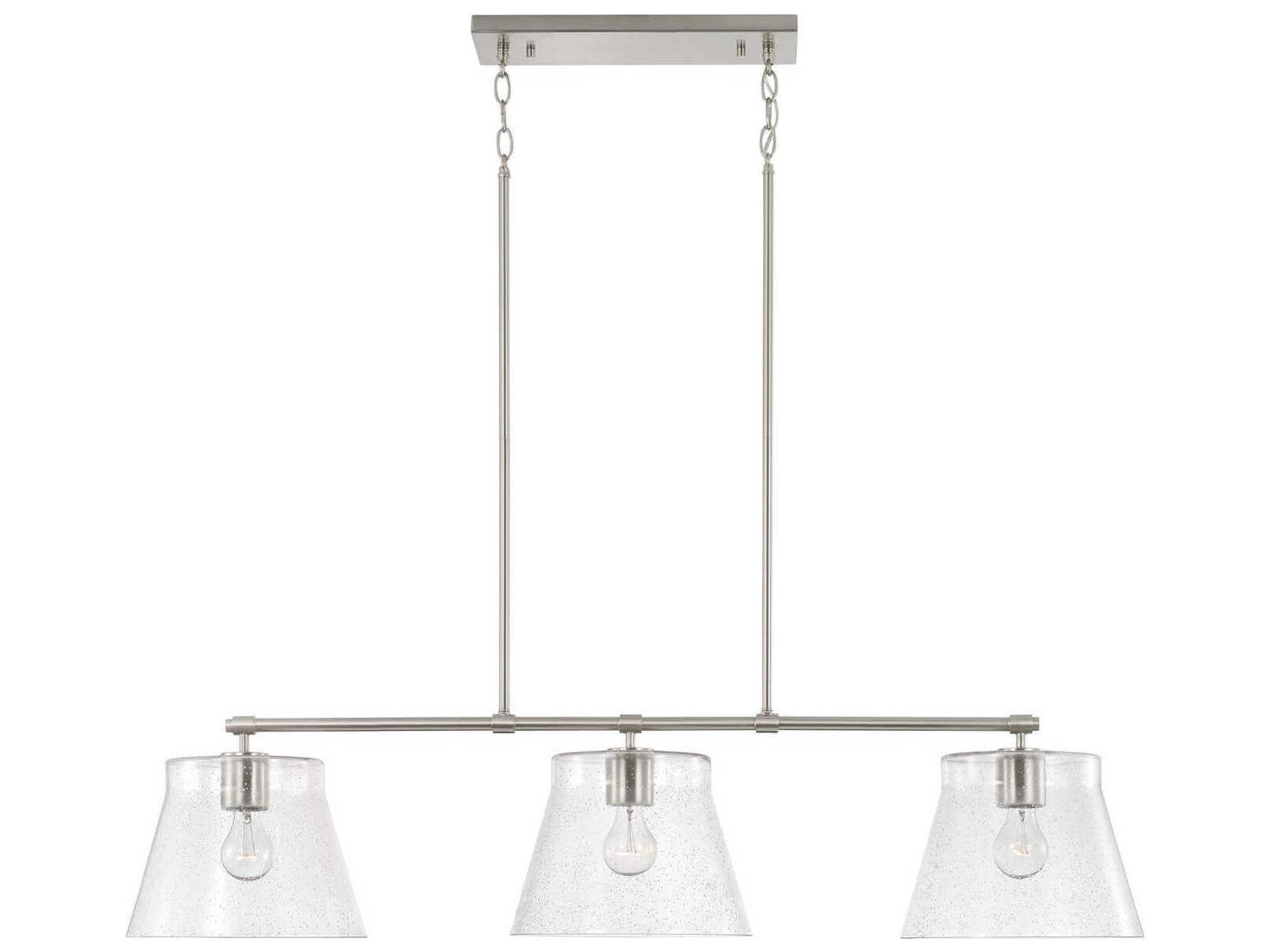 Capital Lighting Baker 3-Light Brushed Nickel Glass Empire Linear Island Pendant