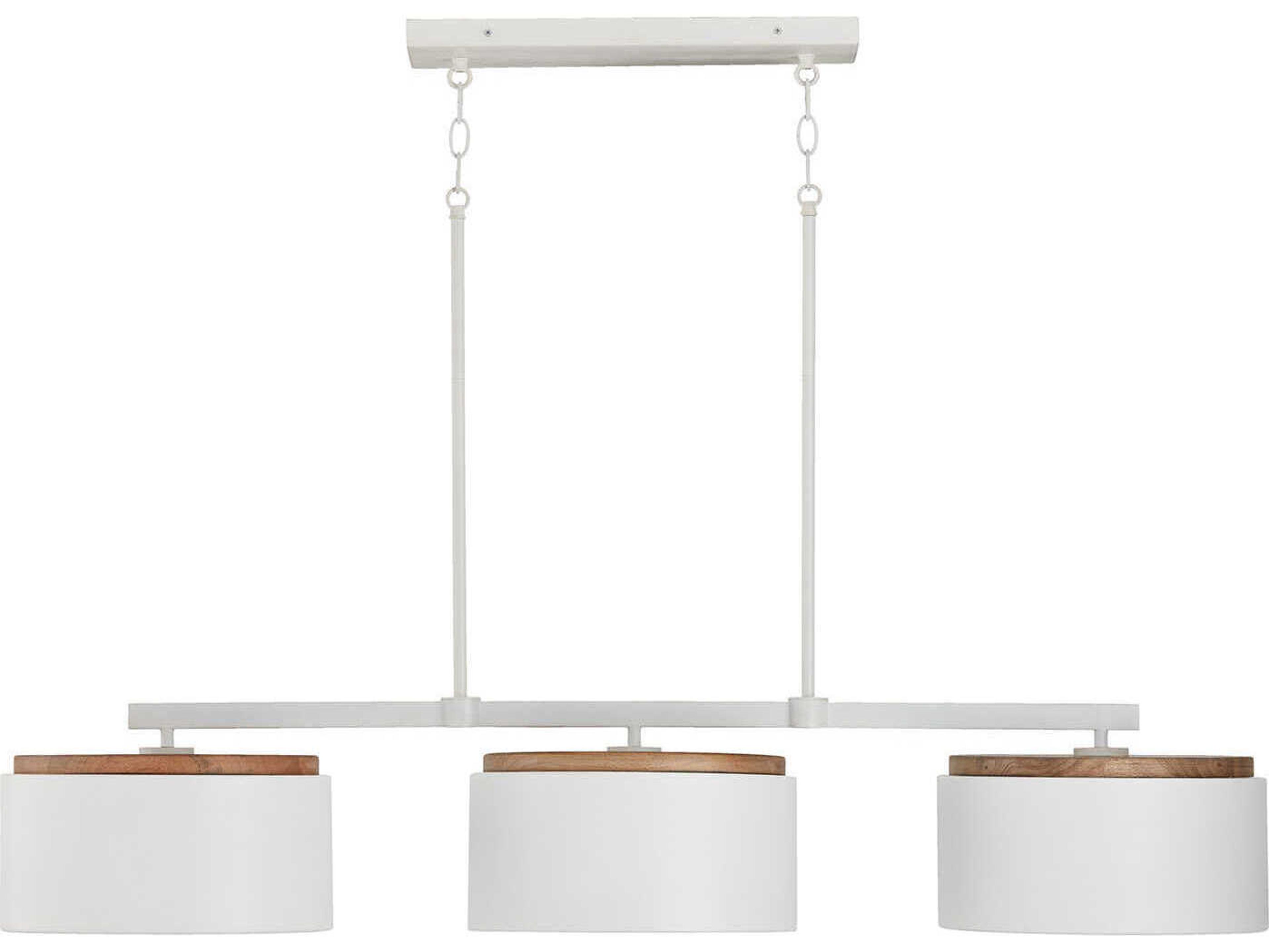 Capital Lighting Liam 3-Light Light Wood And White Drum Island Pendant
