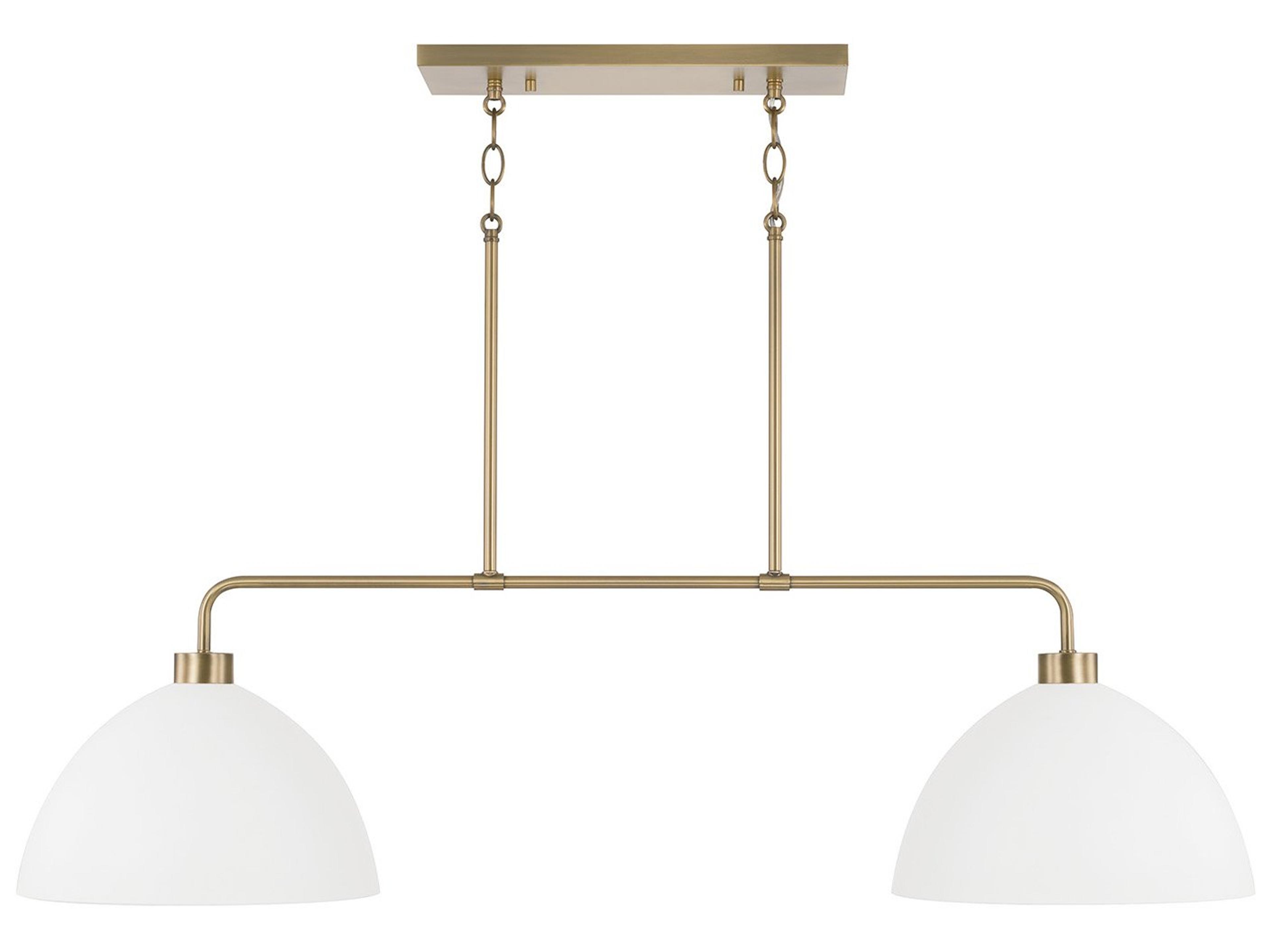 Capital Lighting Ross 2-Light Aged Brass And White Dome Island Pendant