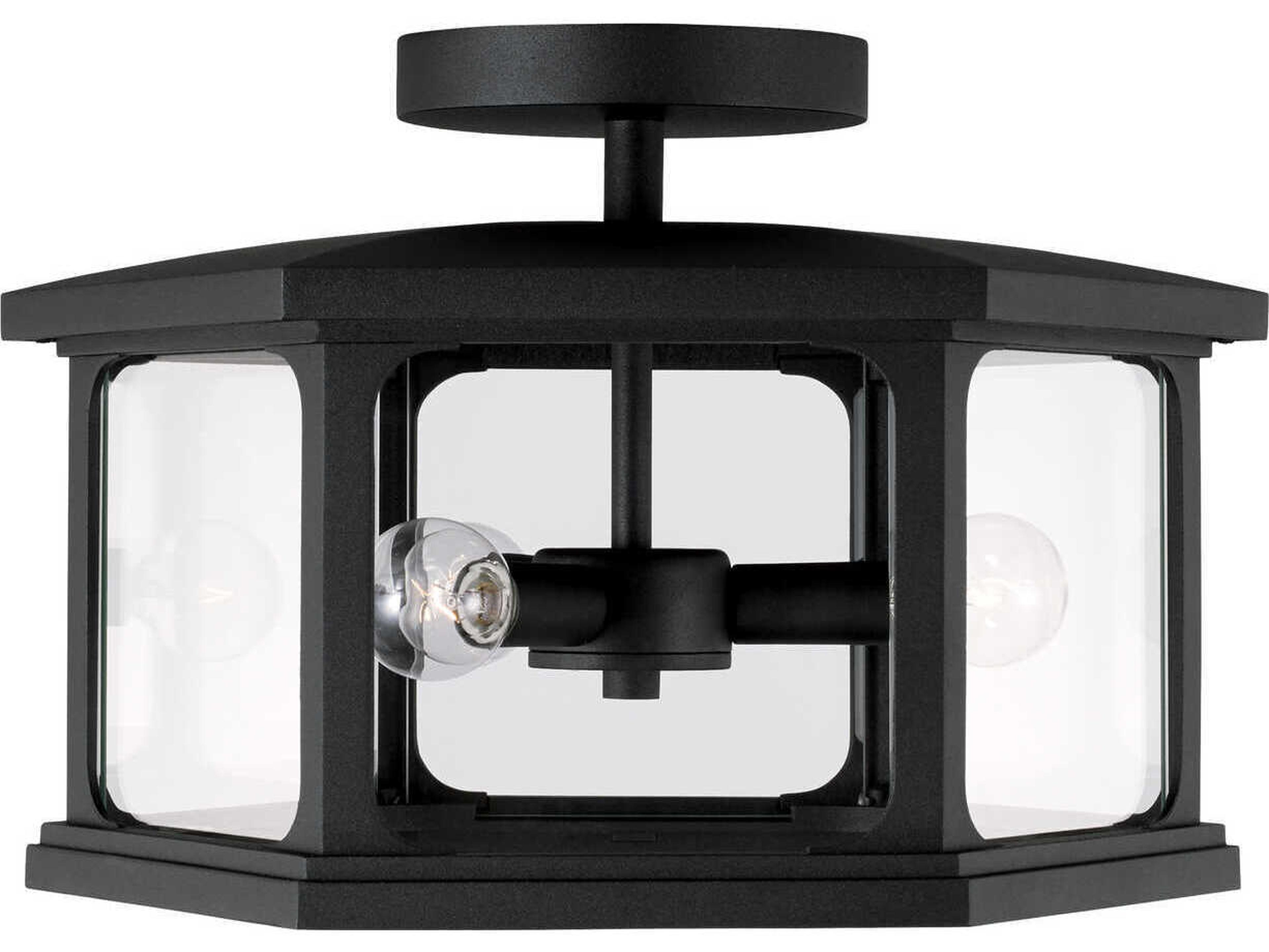 Capital Lighting Walton 3-Light Black Glass Semi Flush Mount
